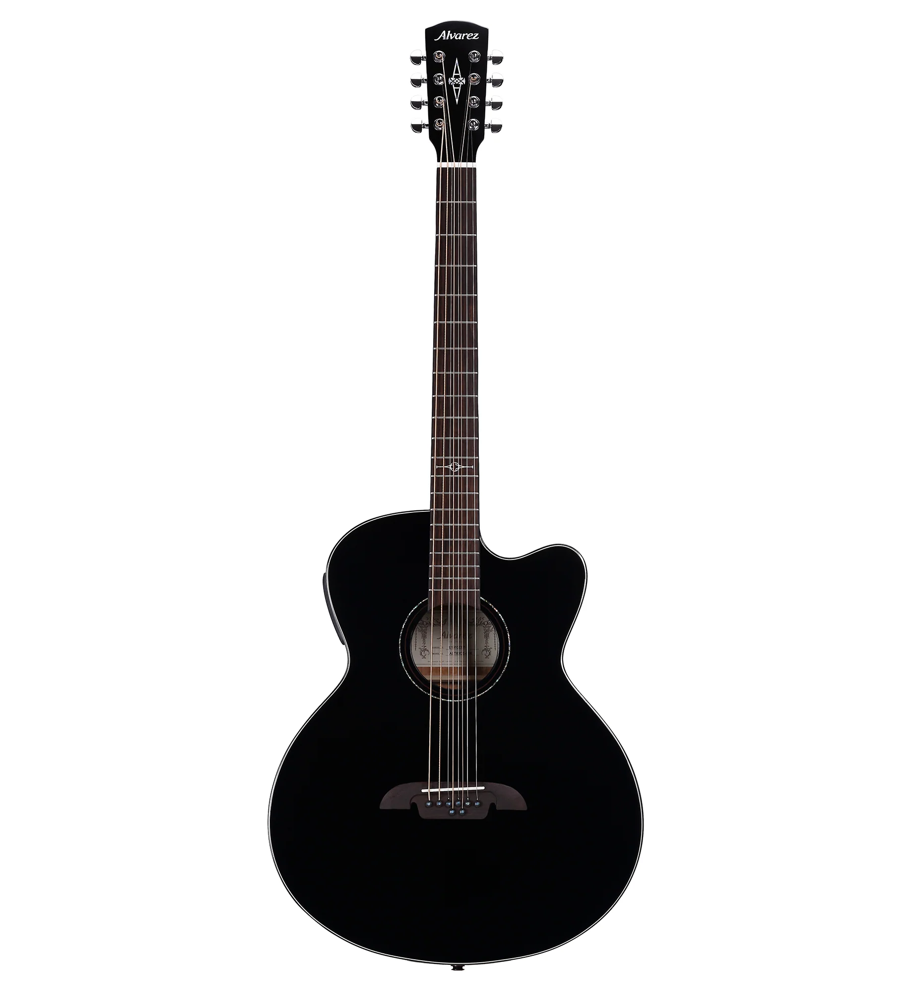 Alvarez ABT60CE-8BK Artist 8-String Baritone Acoustic Electric All Black Guitar - Image 2