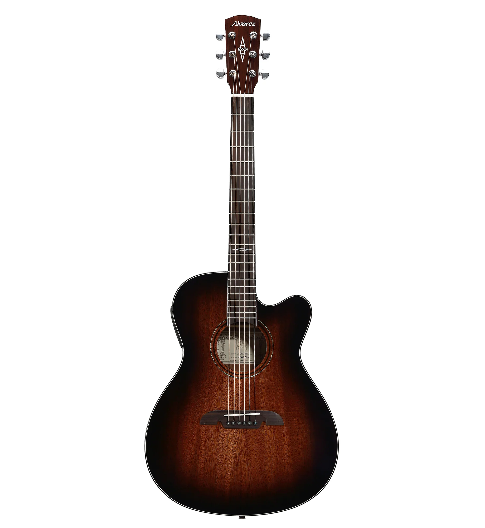 Alvarez AF-66CESHB Cutaway OM/Folk Size Shadowburst Acoustic Electric Guitar - Image 2