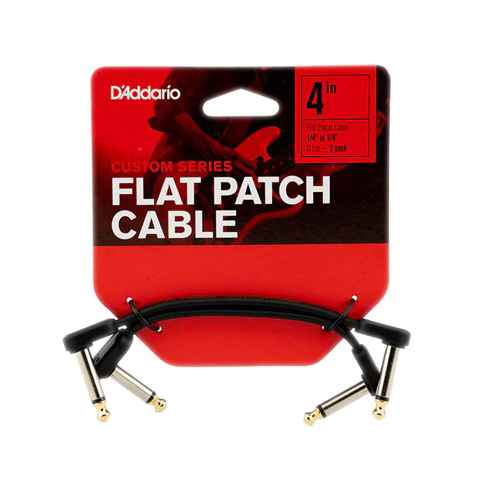 D'Addario PW-FPRR-204 Custom Series Flat Patch  4-in. 1/4-in. to 1/4-in. Cable - 2 pack
