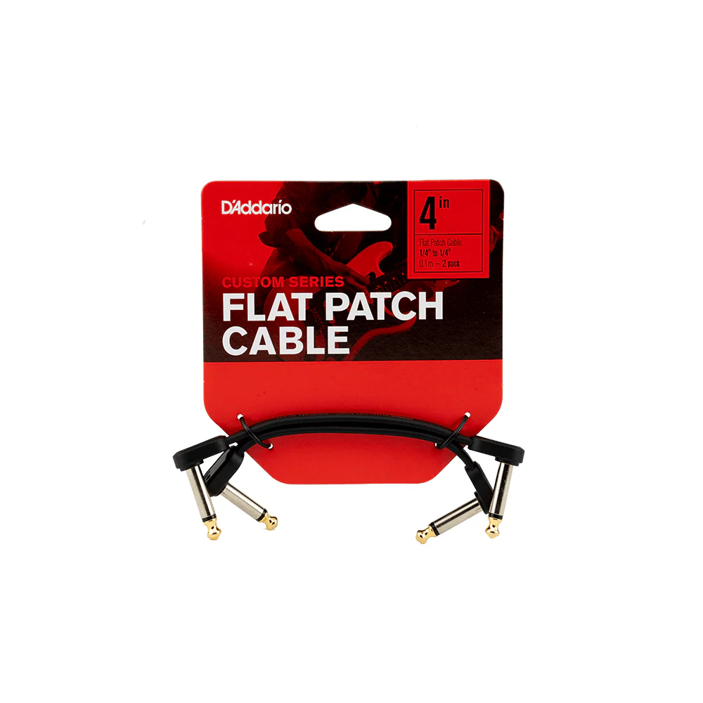 D'Addario PW-FPRR-204 Custom Series Flat Patch  4-in. 1/4-in. to 1/4-in. Cable - 2 pack - Image 2