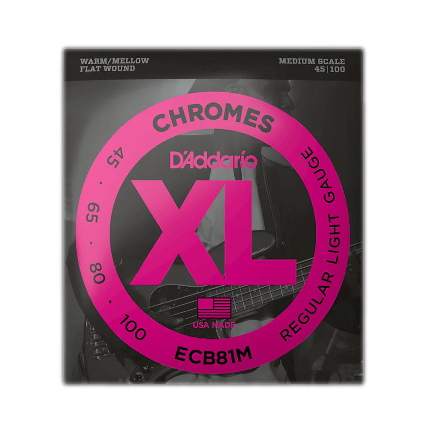 D'Addario ECB81M Set Bass Chromes 45-100 Medium Scale Strings