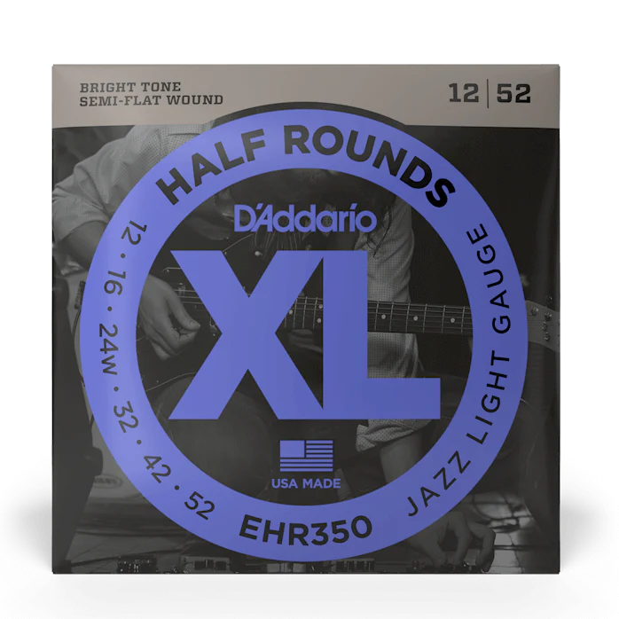 D'Addario EHR350 Set Guitar Half Round Jazz Light Strings