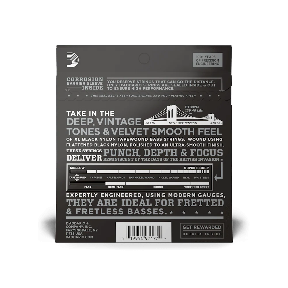 D'Addario ETB92M Tape-Wound 50-105 Medium Gauge Medium Scale Bass Strings - Image 3