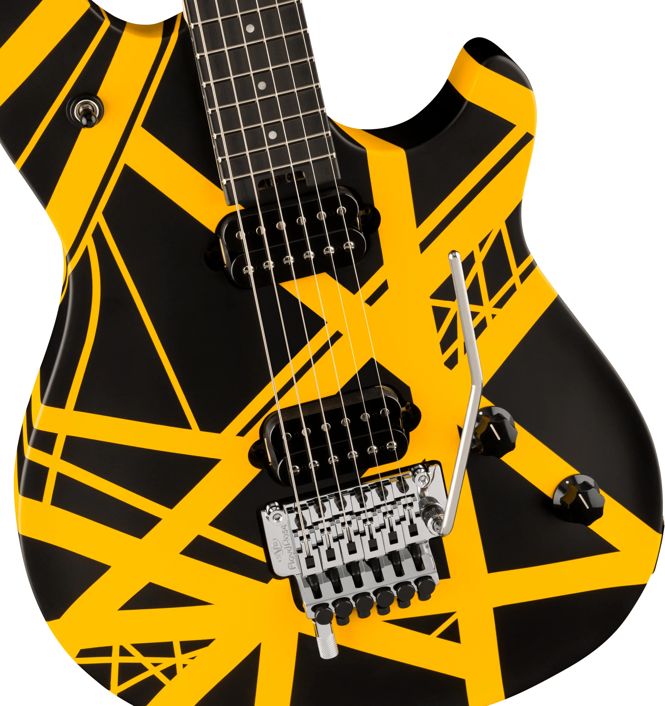 EVH Wolfgang Special Satin Striped Electric Guitar Satin Black and Yellow - Image 2