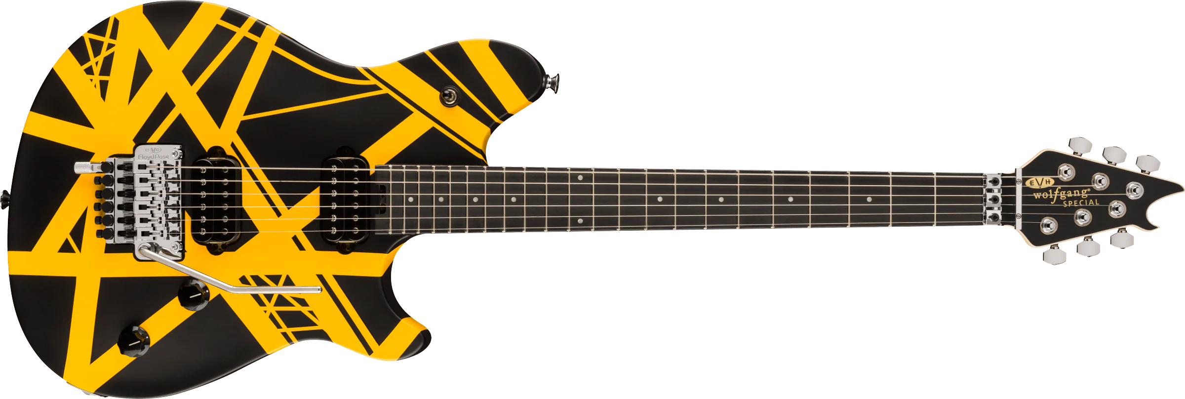 EVH Wolfgang Special Satin Striped Electric Guitar Satin Black and Yellow - Image 4
