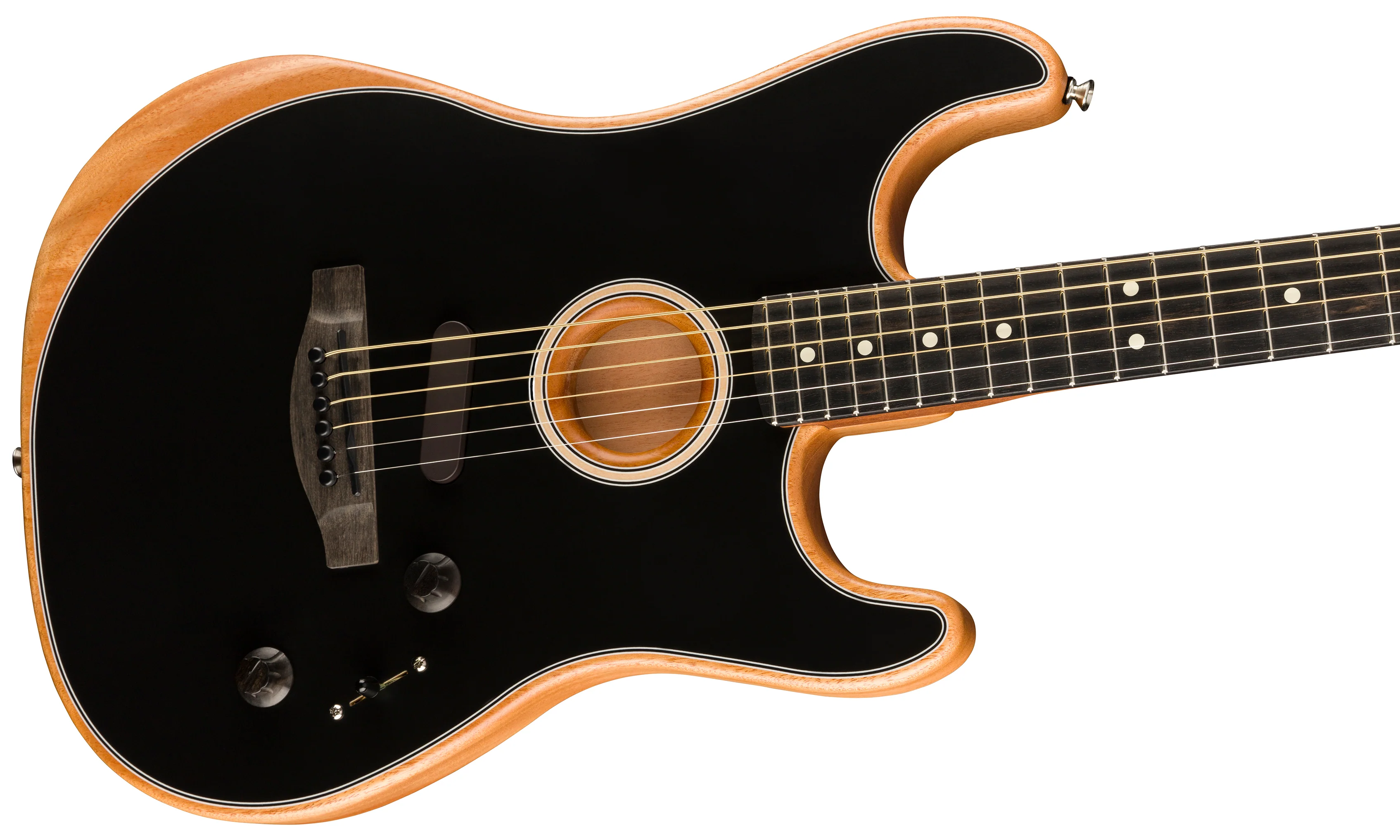 Fender American Acoustasonic Stratocaster Black With Gig Bag - Image 4