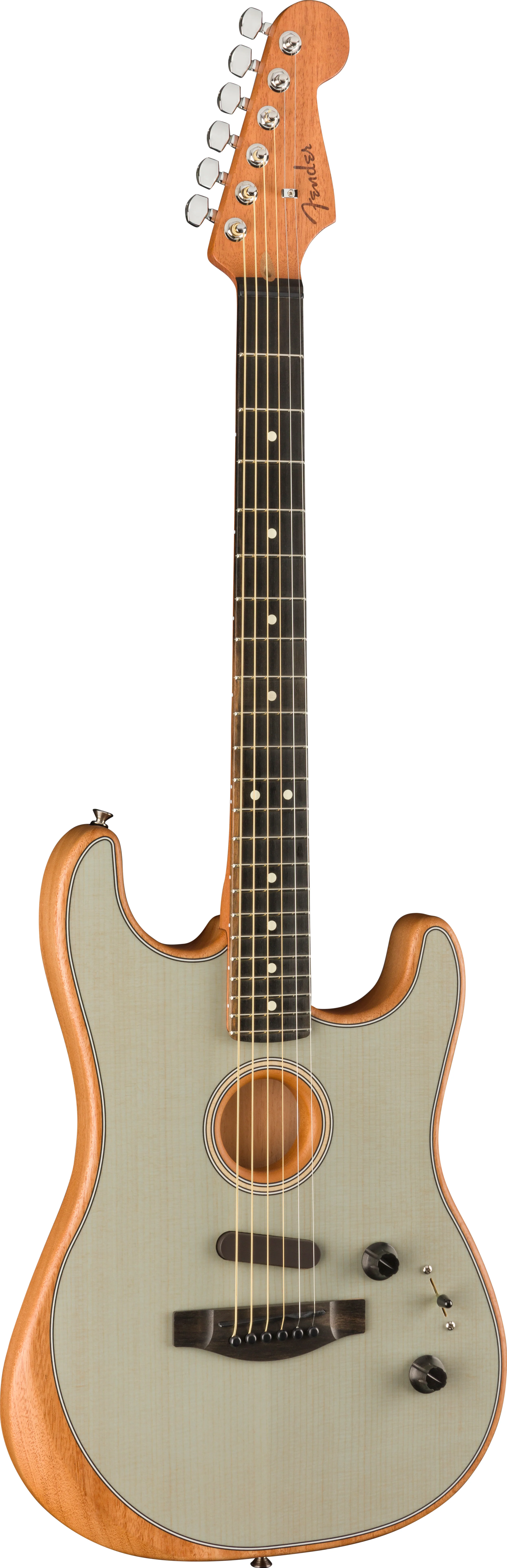 Fender American Acoustasonic Stratocaster Ebony Fingerboard Transparent Sonic Blue - Image 3