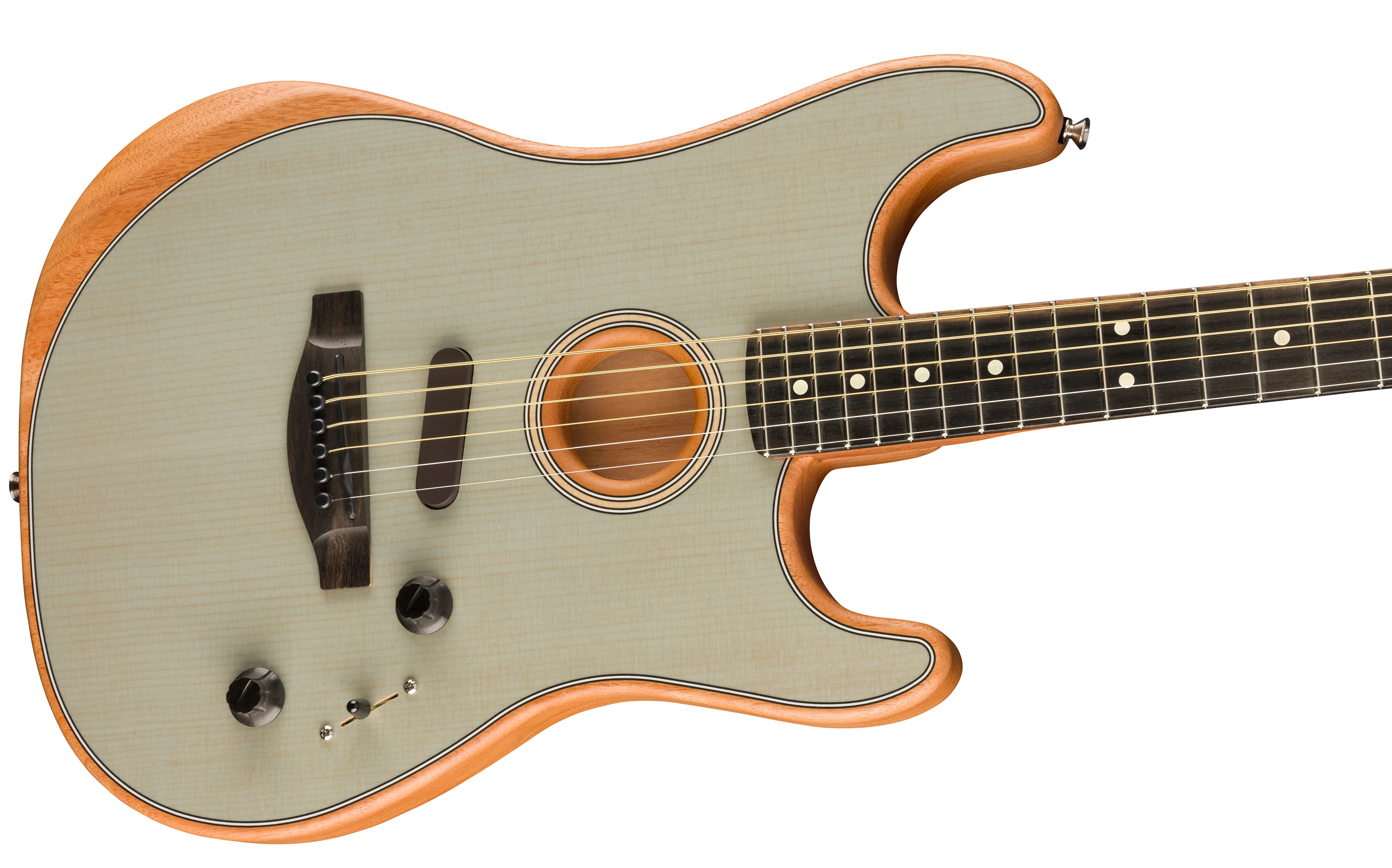 Fender American Acoustasonic Stratocaster Ebony Fingerboard Transparent Sonic Blue - Image 4