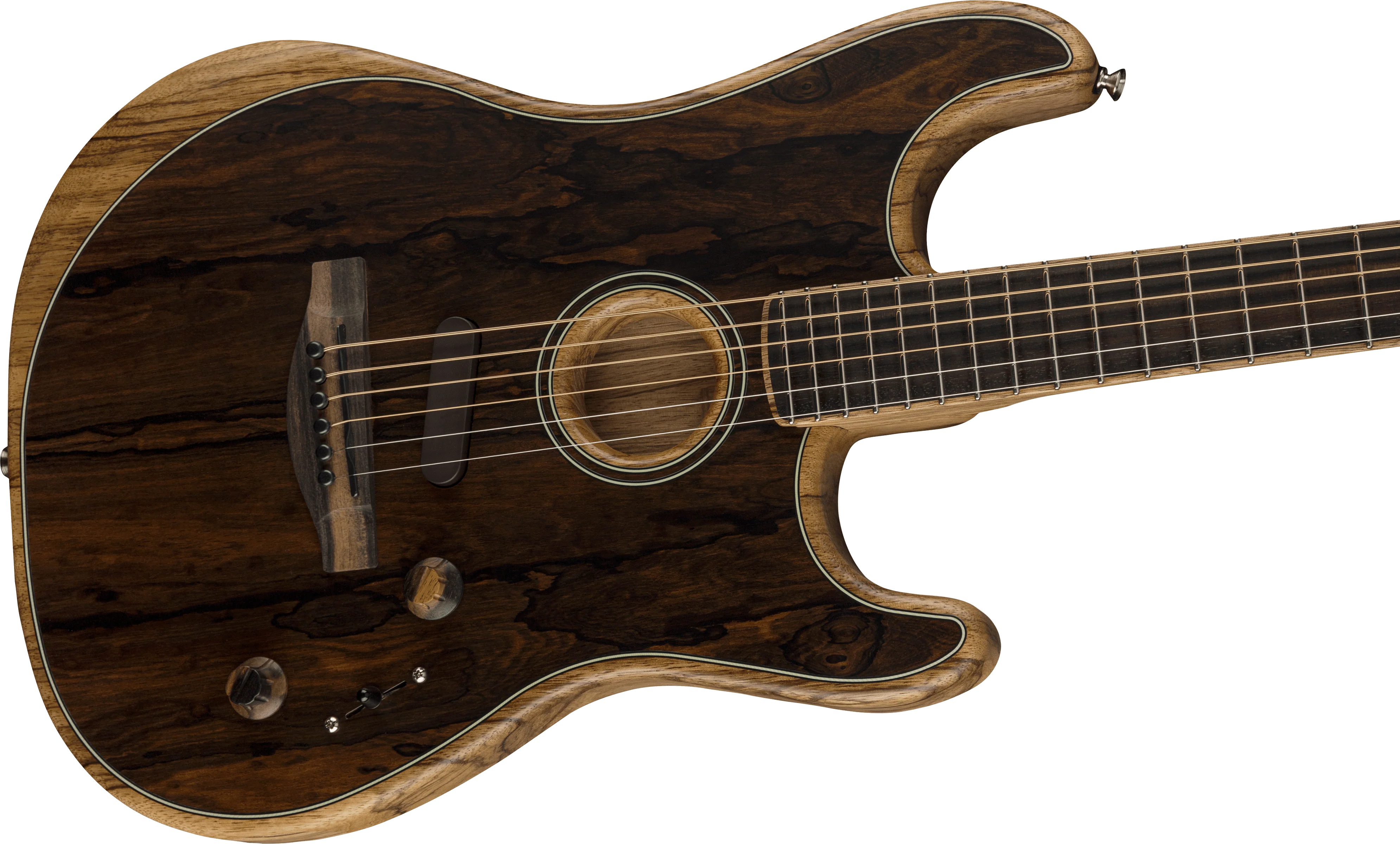 Fender American Acoustasonic Strat Ebony Fingerboard Ziricote Acoustic Electric Guitar With Case - Image 5