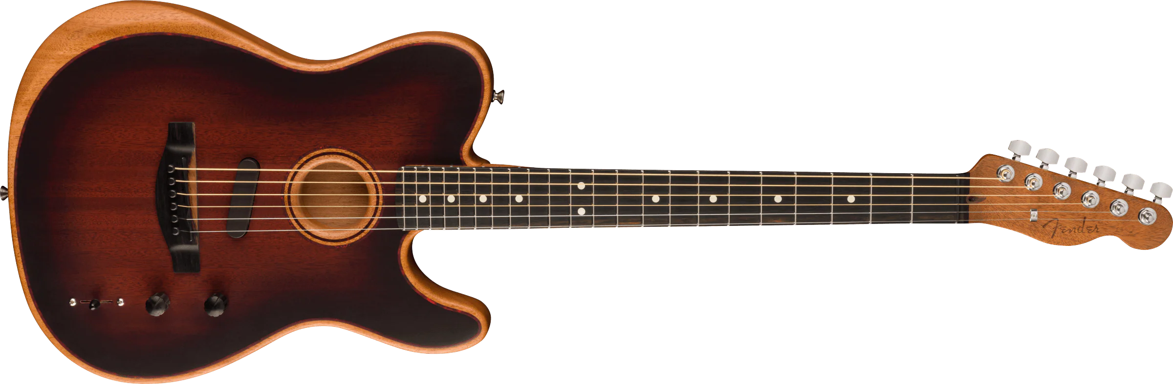 Fender American Acoustasonic Telecaster All-Mahogany Bourbon Burst With Gig Bag - Image 4
