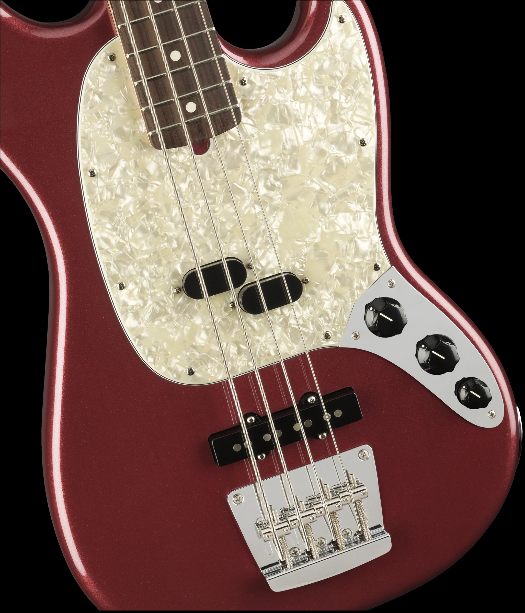 Fender American Performer Mustang Bass Rosewood Fingerboard Aubergine With Gig Bag - Image 3