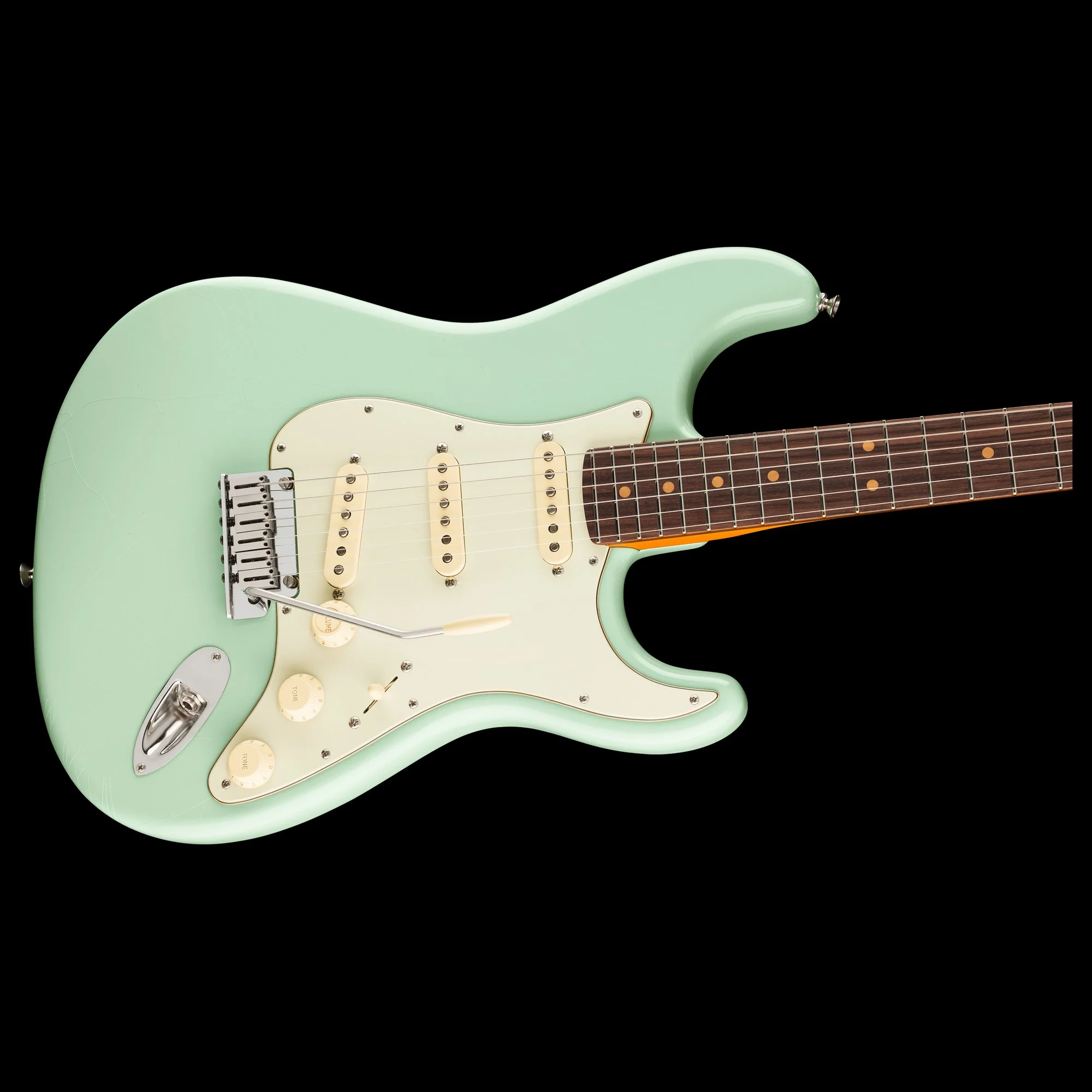Fender American Ultra Luxe Vintage '60s Stratocaster Surf Green Electric Guitar With Case - Image 4