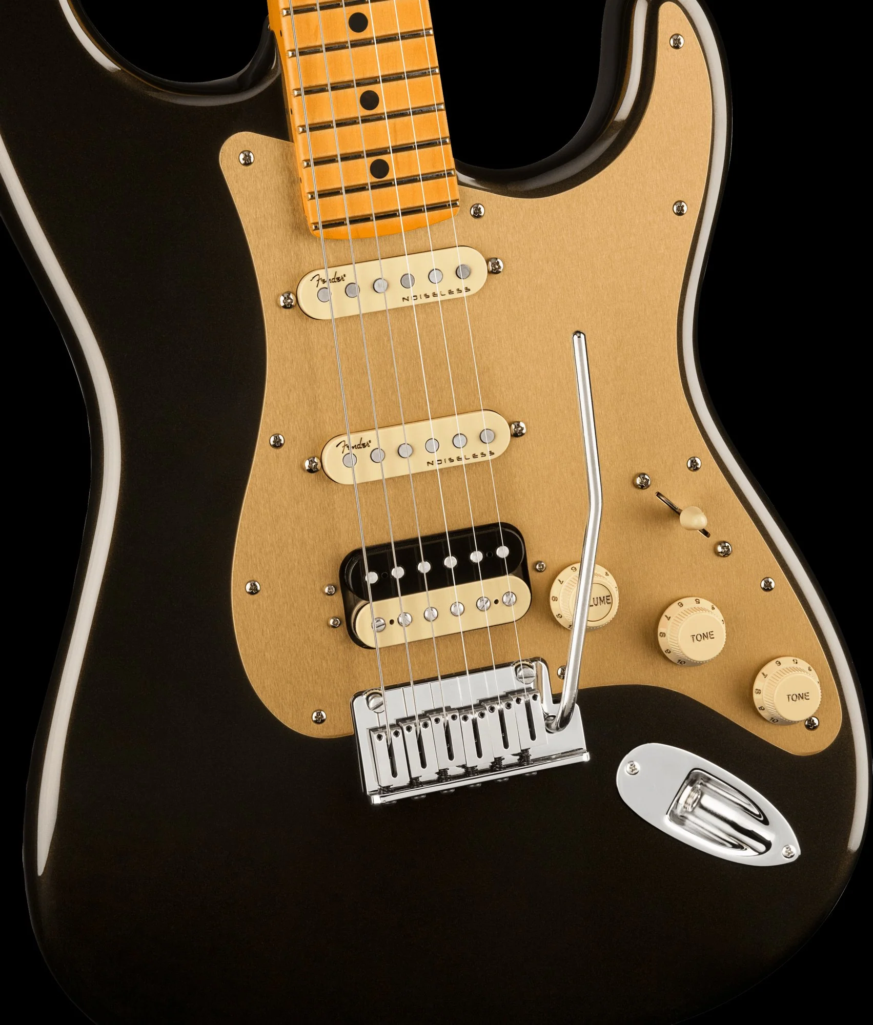 Fender American Ultra Stratocaster HSS Maple Fingerboard Texas Tea With Case - Image 3