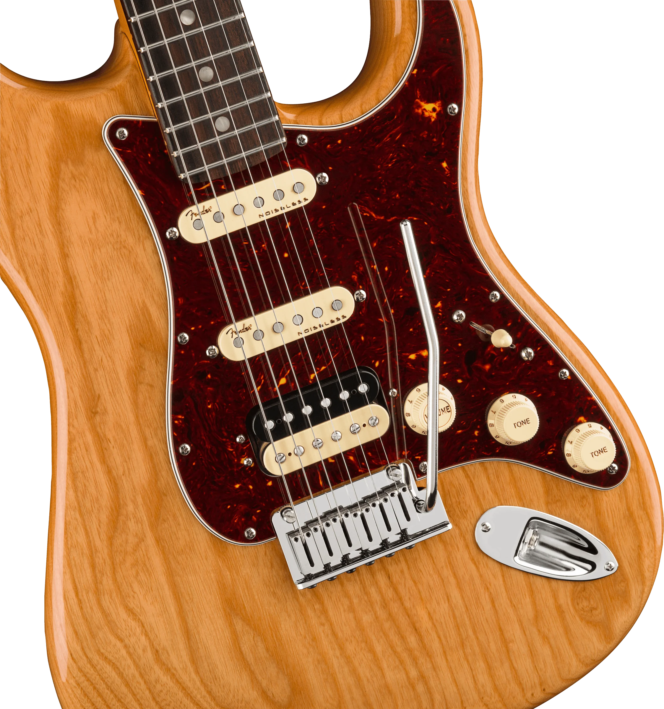 Fender American Ultra Stratocaster HSS Rosewood Fingerboard Aged Natural Electric Guitar With Case - Image 3
