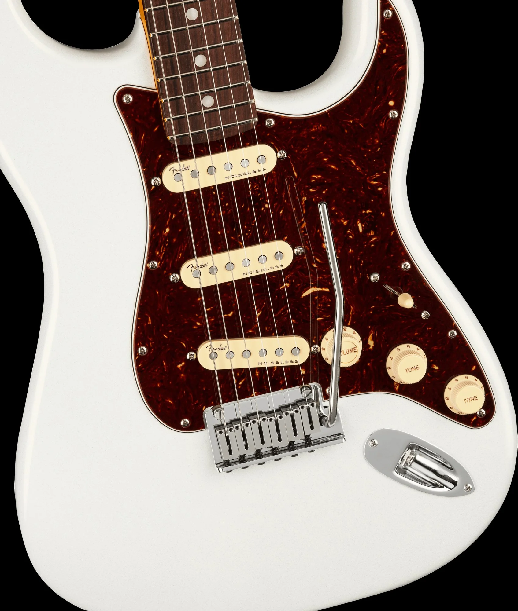 Fender American Ultra Stratocaster Rosewood Fingerboard Arctic Pearl With Case - Image 3
