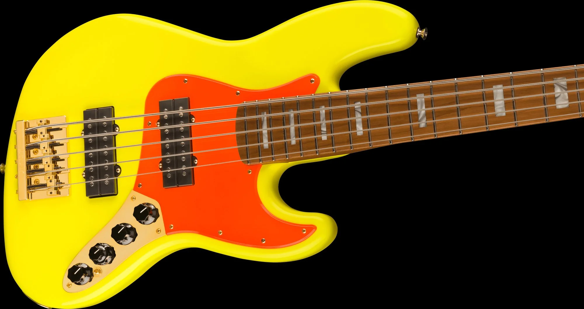 Fender Artist Series MonoNeon Jazz Bass V Maple Fingerboard Neon Yellow With Bag - Image 4