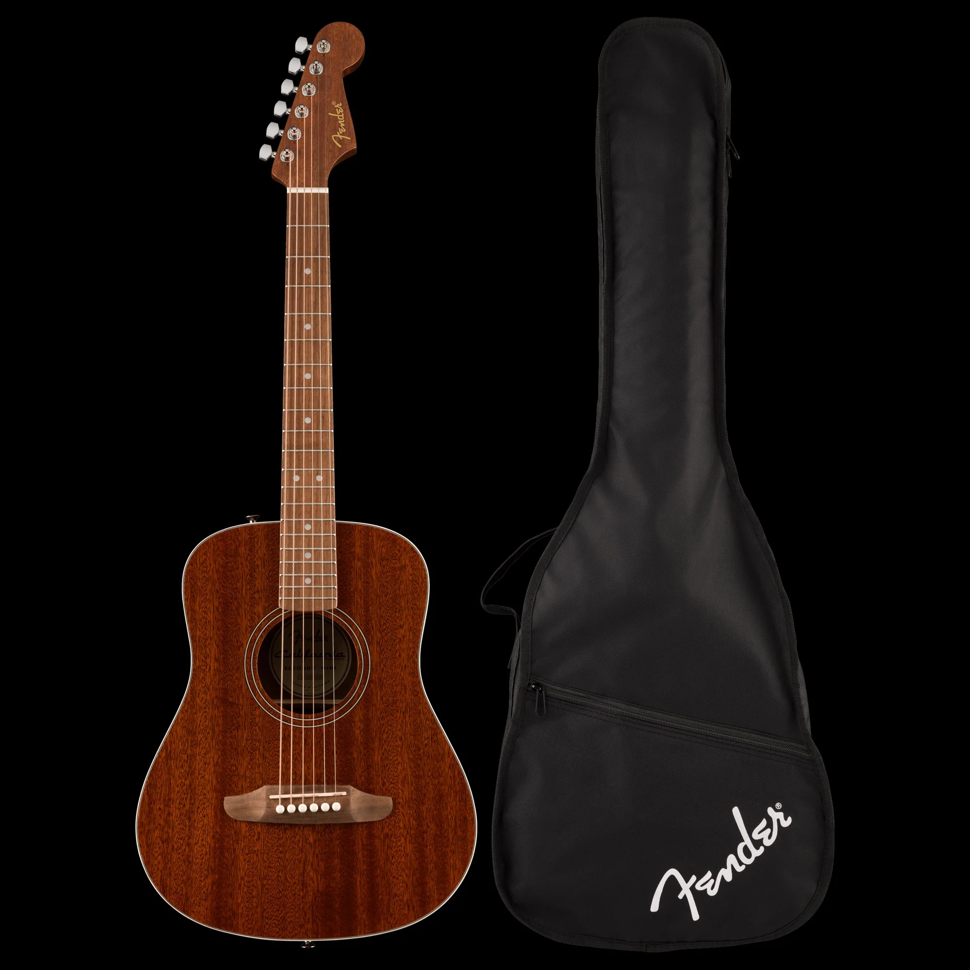 Fender California Standard Redondo Natural Sapele Mini Acoustic Guitar With Bag - Image 9