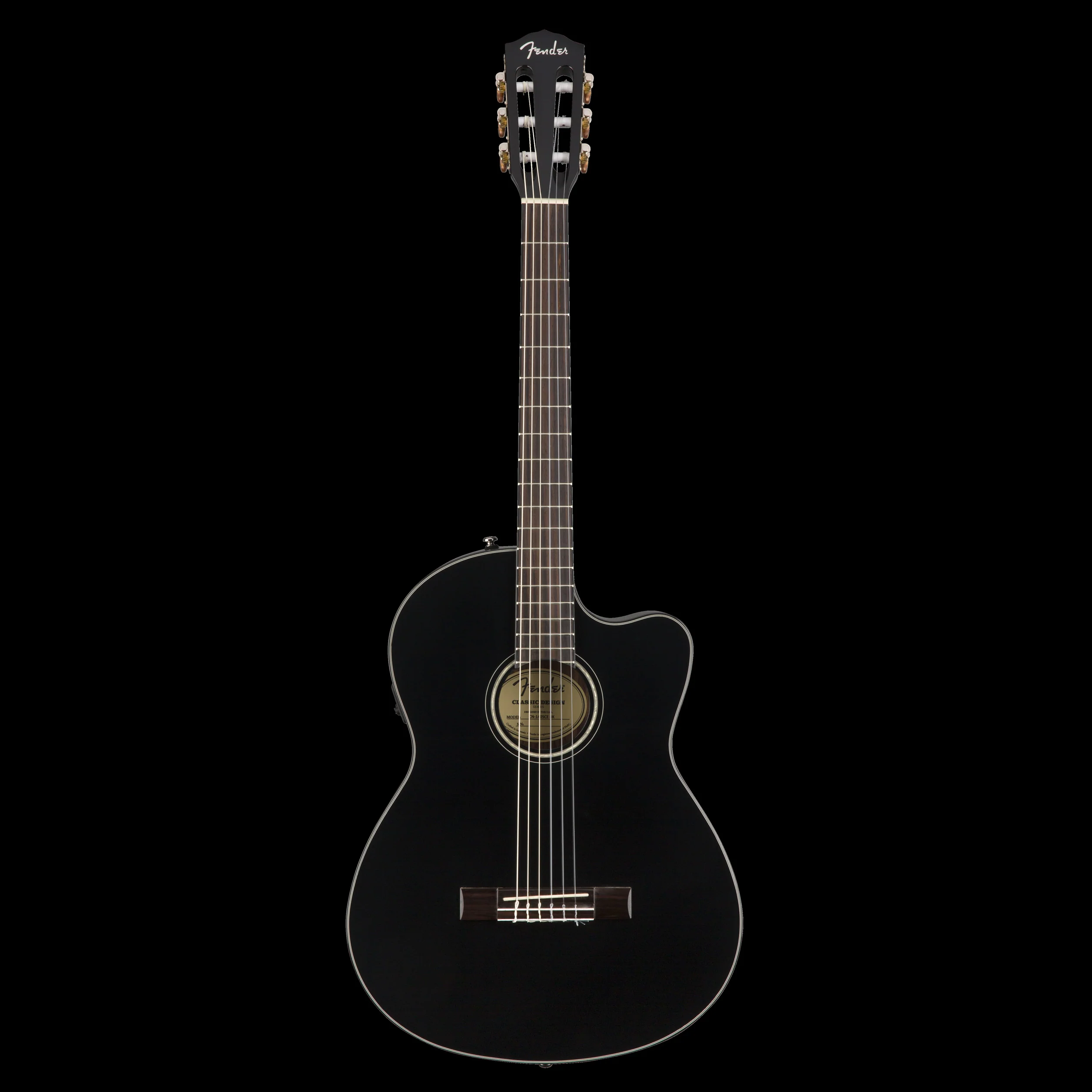 Fender CN-140SCE Acoustic Electric Nylon String Guitar Black With Case - Image 3