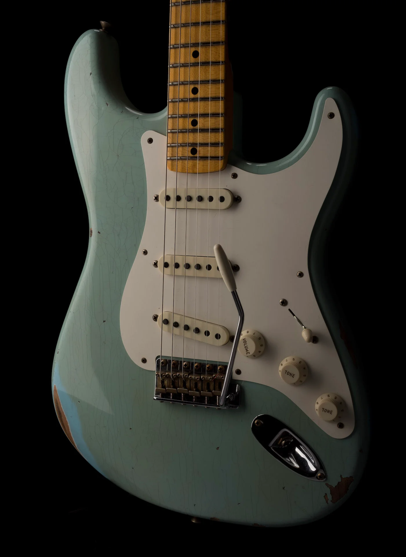 Fender Custom Shop 1957 Stratocaster Relic Faded Aged Daphne Blue Electric Guitar - Image 10