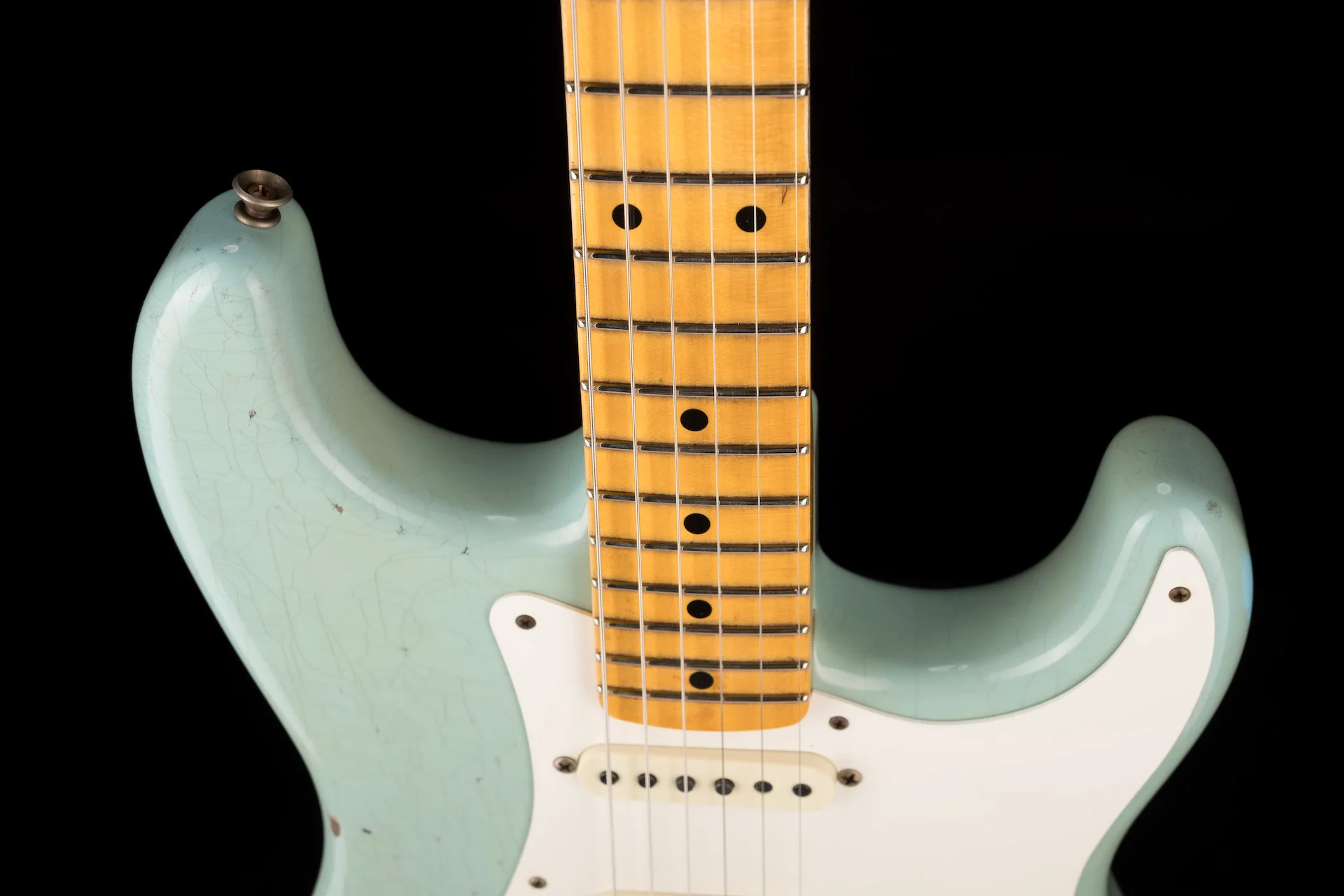 Fender Custom Shop 1957 Stratocaster Relic Faded Aged Daphne Blue Electric Guitar - Image 3