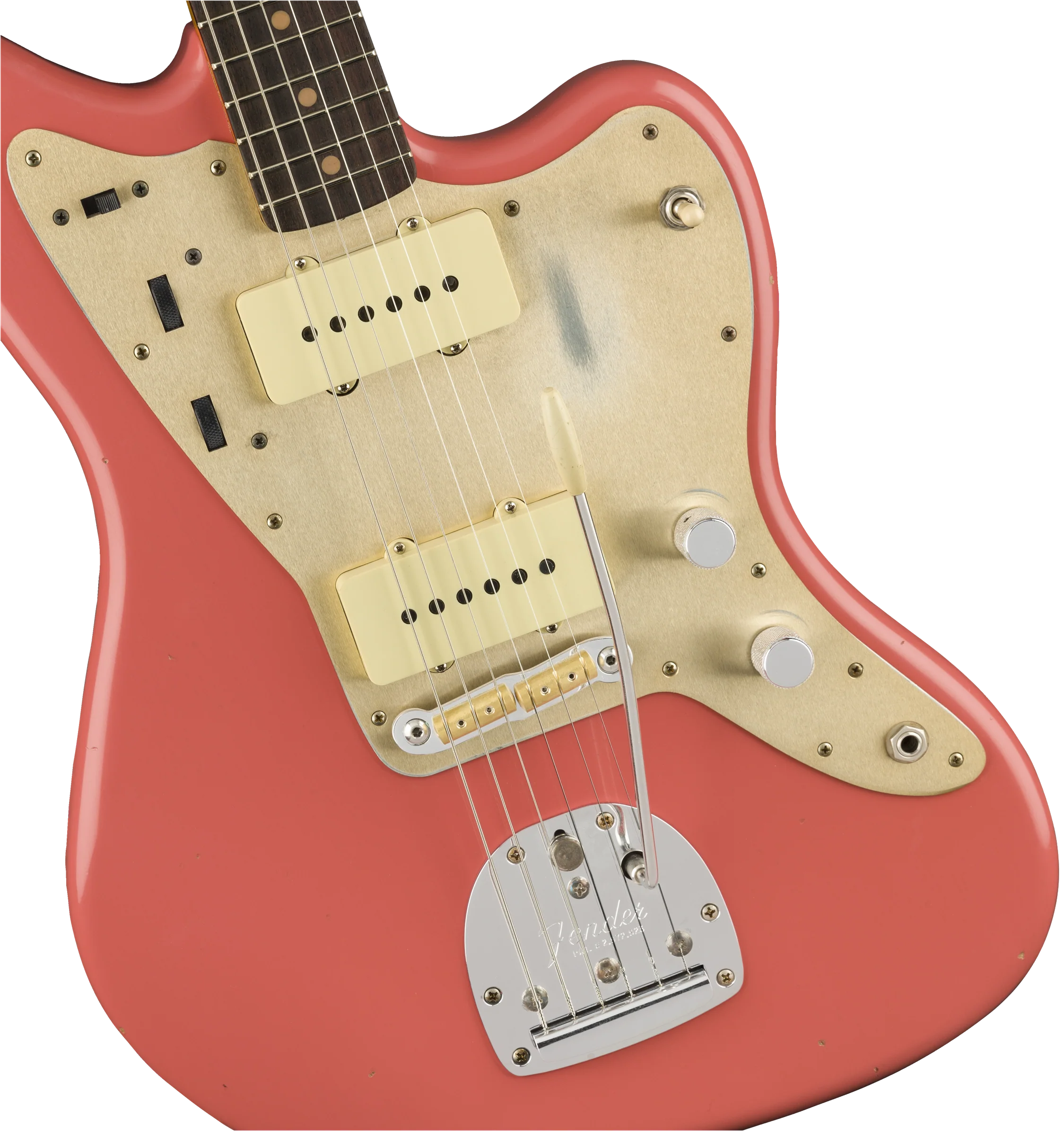 Fender Custom Shop 1959 Jazzmaster Journeyman Relic Super Faded Aged Fiesta Red Electric Guitar - Image 3