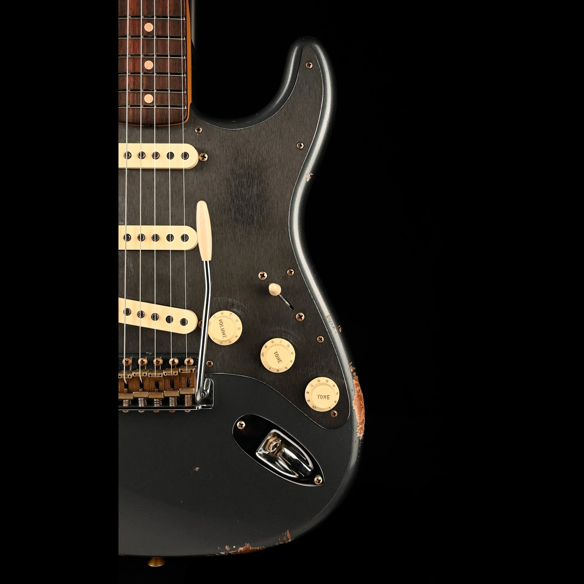 Fender Custom Shop 1962 Stratocaster Reverse Headstock Relic Charcoal Frost Metallic With Case - Image 9