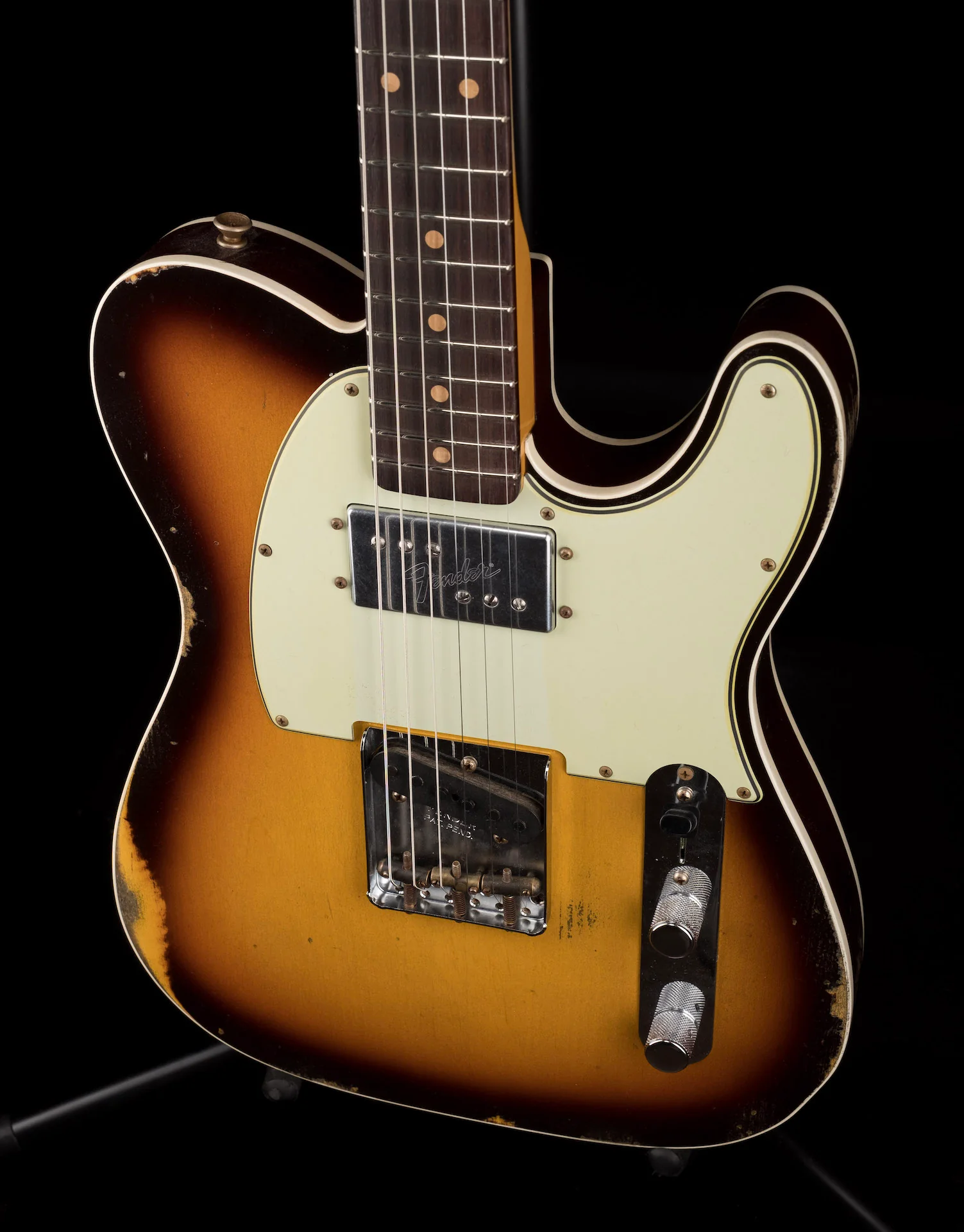 Fender Custom Shop Limited Edition CuNiFe Telecaster Custom Relic Faded Aged Chocolate 3-Tone Sunburst - Image 4