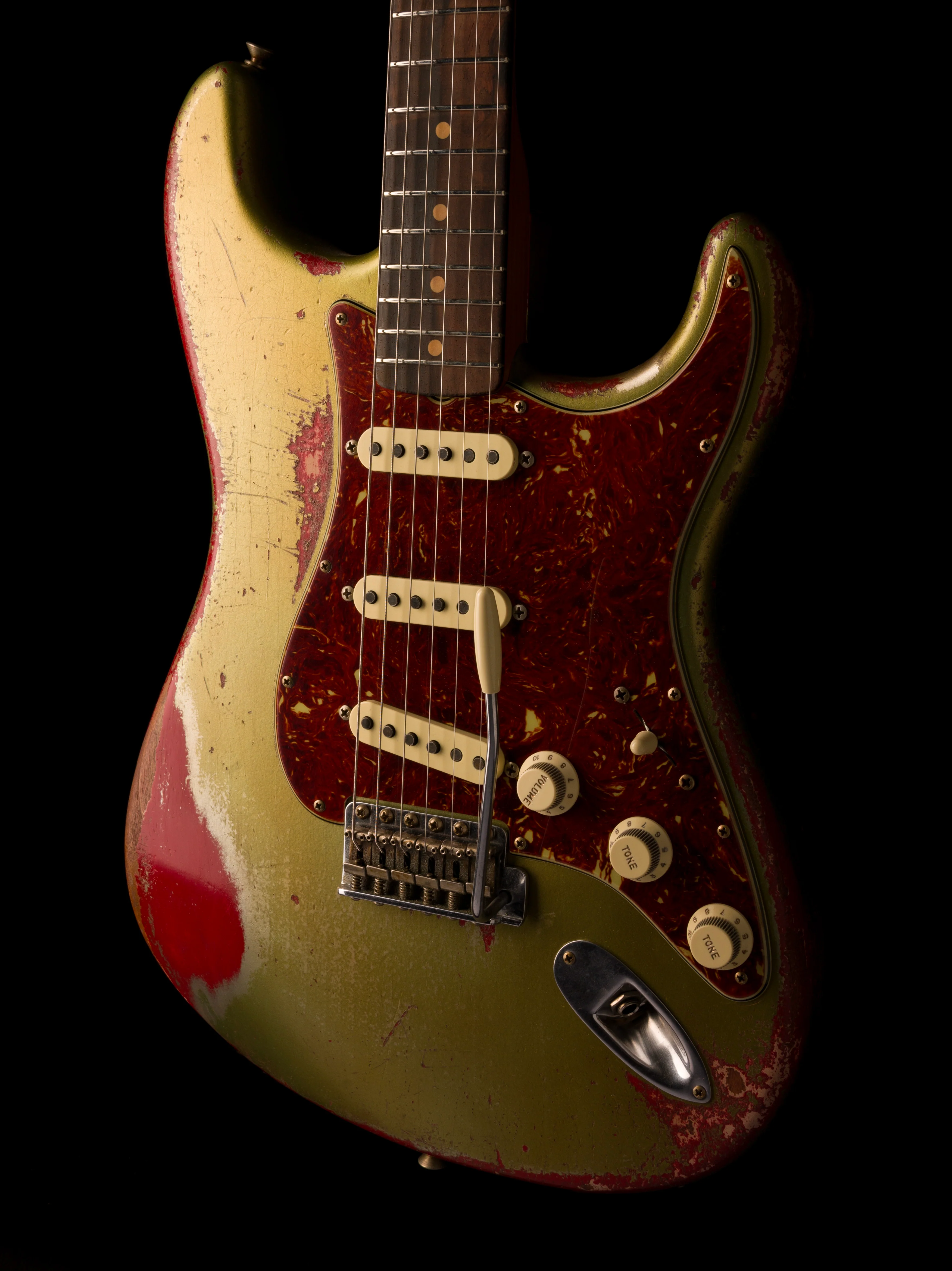Fender Custom Shop Masterbuilt Todd Krause 1963 Stratocaster Heavy Relic Sage Green Metallic over Seminole Red - Image 11