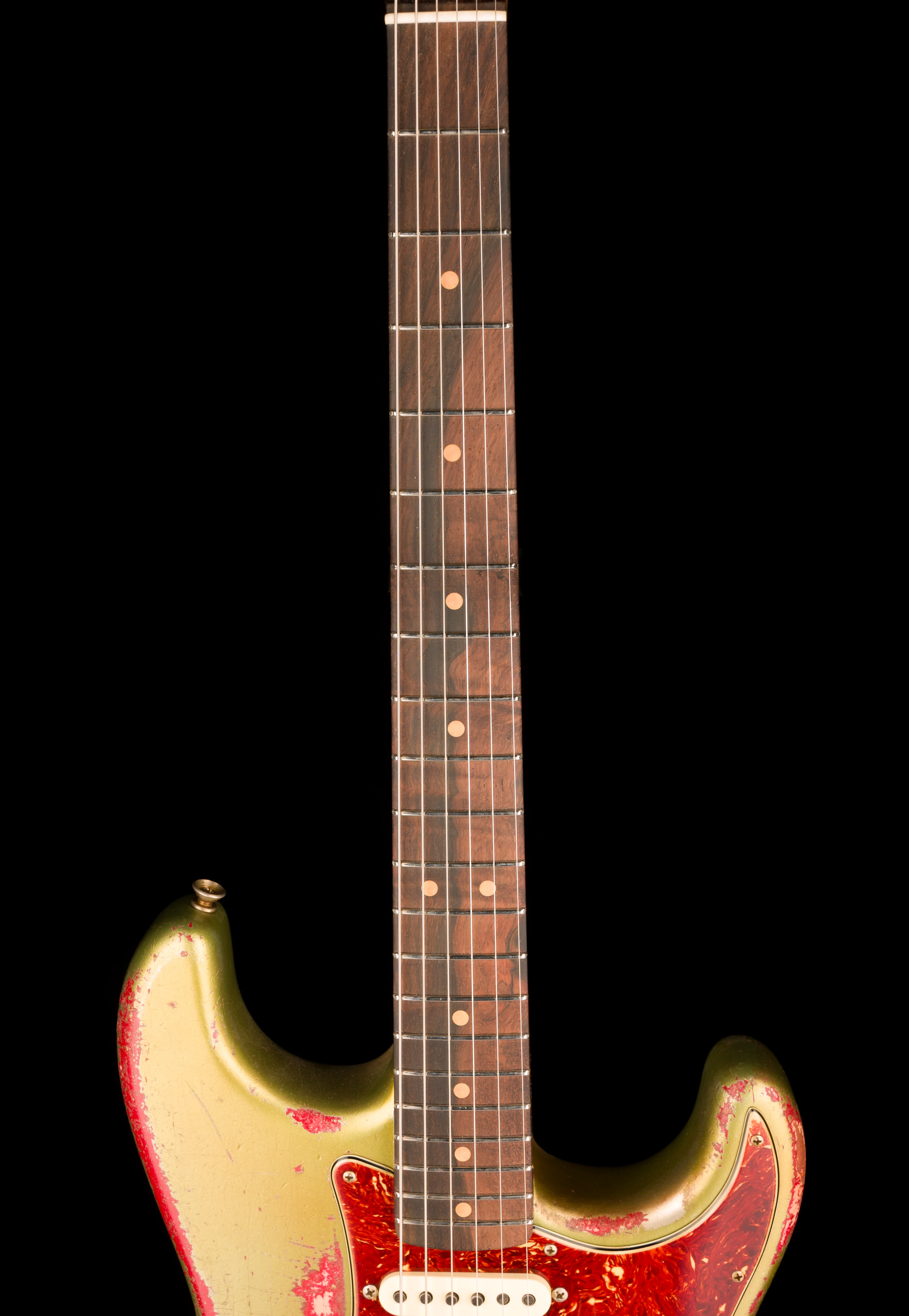 Fender Custom Shop Masterbuilt Todd Krause 1963 Stratocaster Heavy Relic Sage Green Metallic over Seminole Red - Image 12