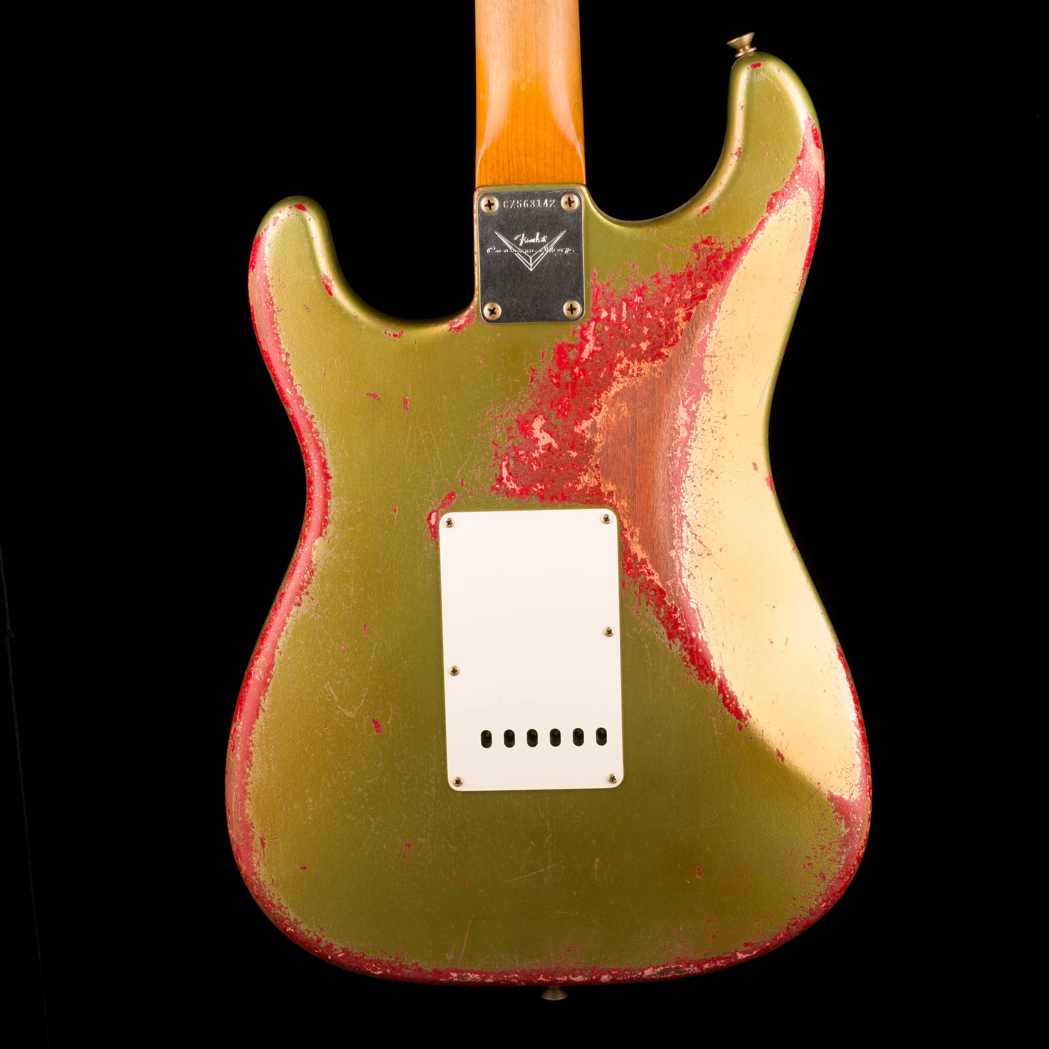 Fender Custom Shop Masterbuilt Todd Krause 1963 Stratocaster Heavy Relic Sage Green Metallic over Seminole Red - Image 13