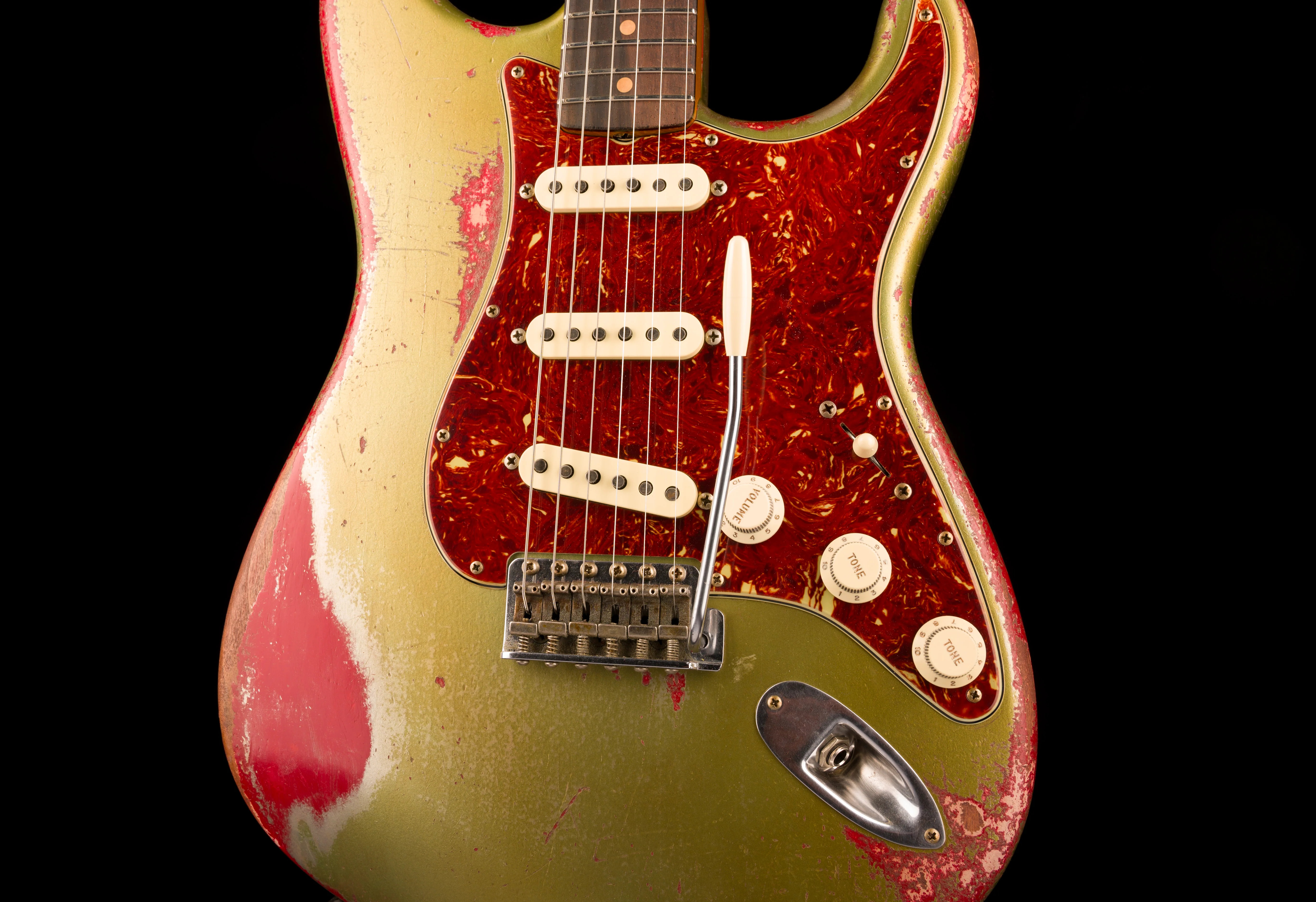 Fender Custom Shop Masterbuilt Todd Krause 1963 Stratocaster Heavy Relic Sage Green Metallic over Seminole Red - Image 6