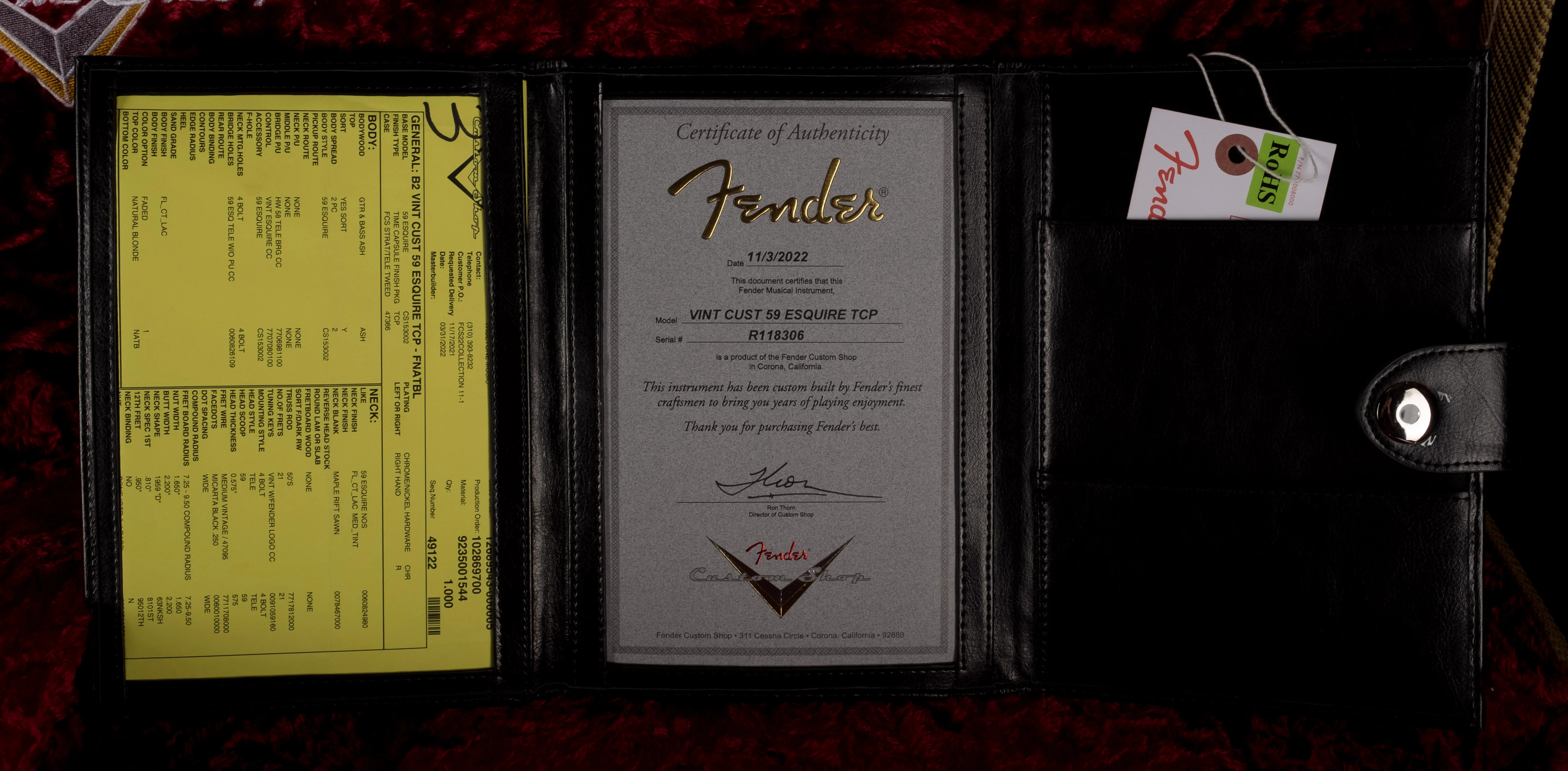 Fender Custom Shop Vintage Custom 1959 Esquire Time Capsule Faded Natural Blonde With Case - Image 18