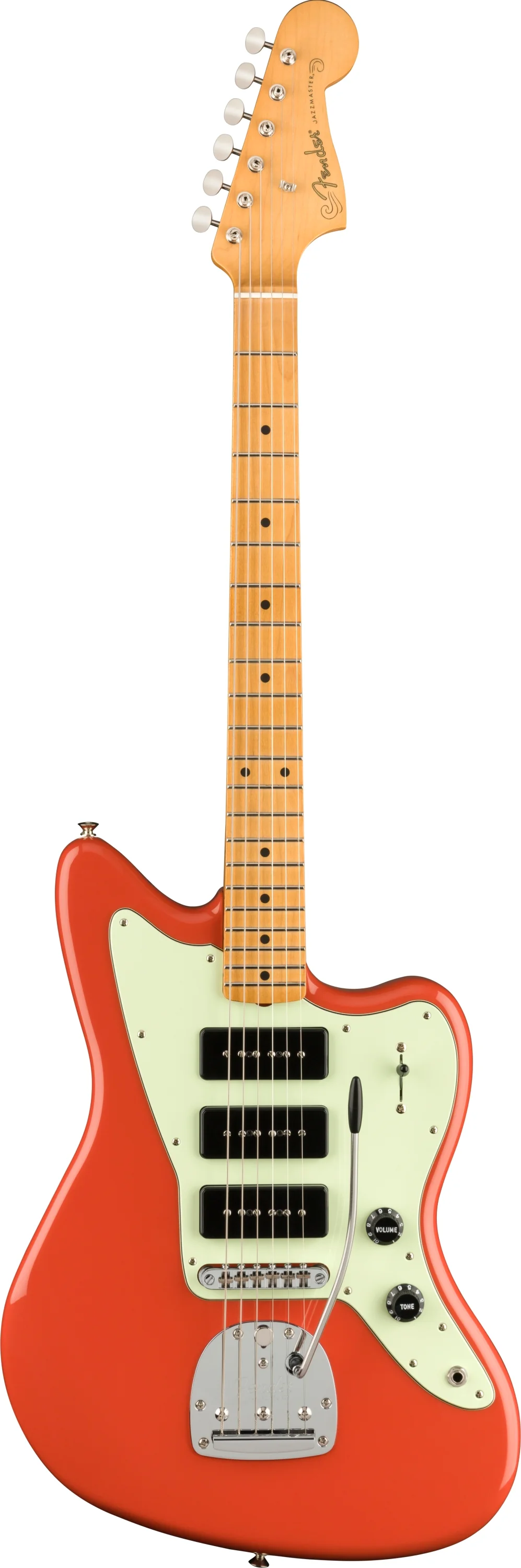 Fender Noventa Jazzmaster Maple Fingerboard Fiesta Red Electric Guitar - Image 2