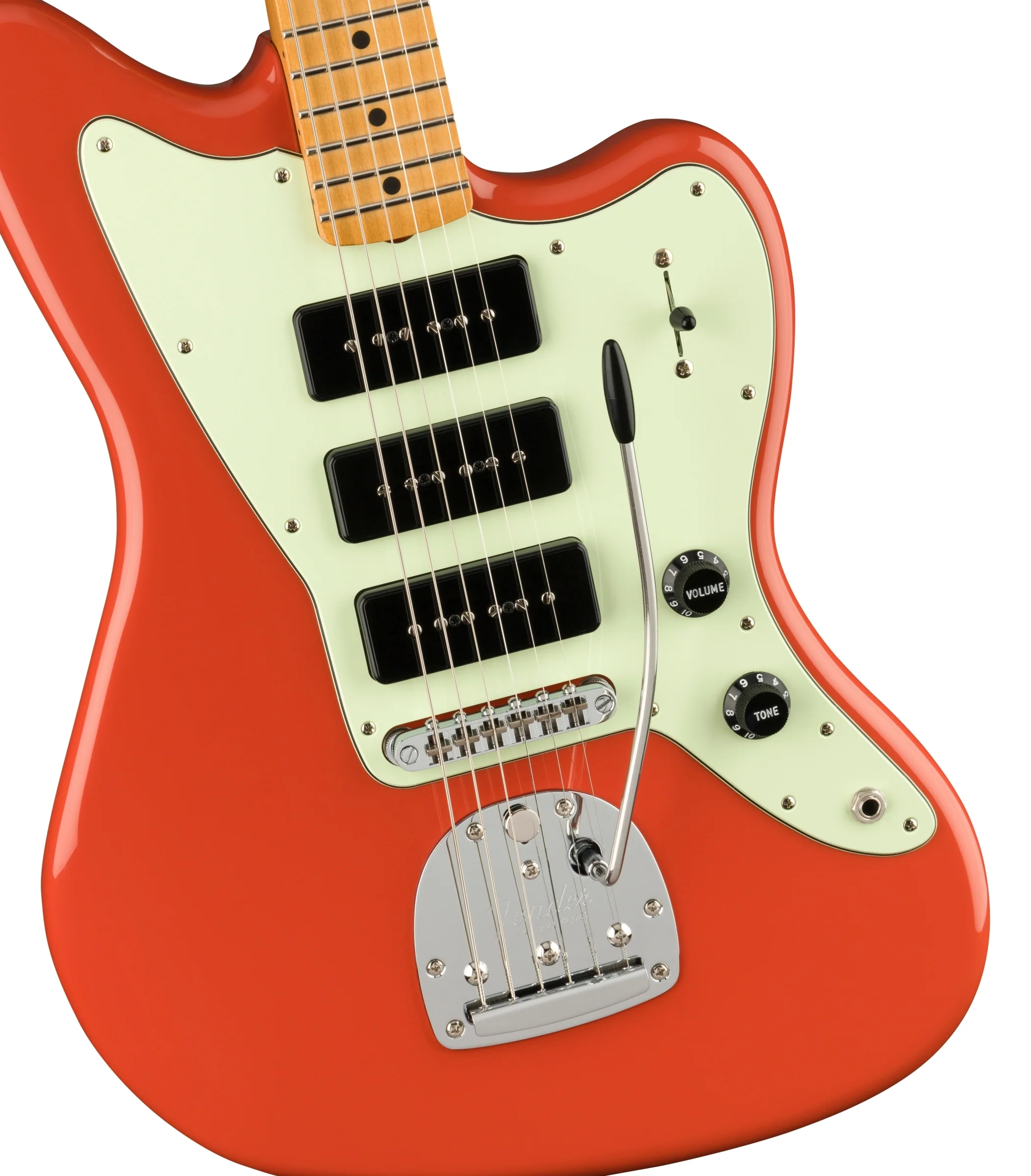 Fender Noventa Jazzmaster Maple Fingerboard Fiesta Red Electric Guitar - Image 4