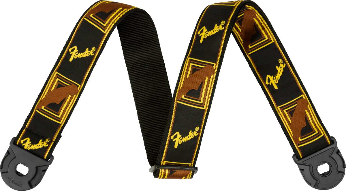 Fender Quick Grip Locking End Strap Black Yellow and Brown 2"