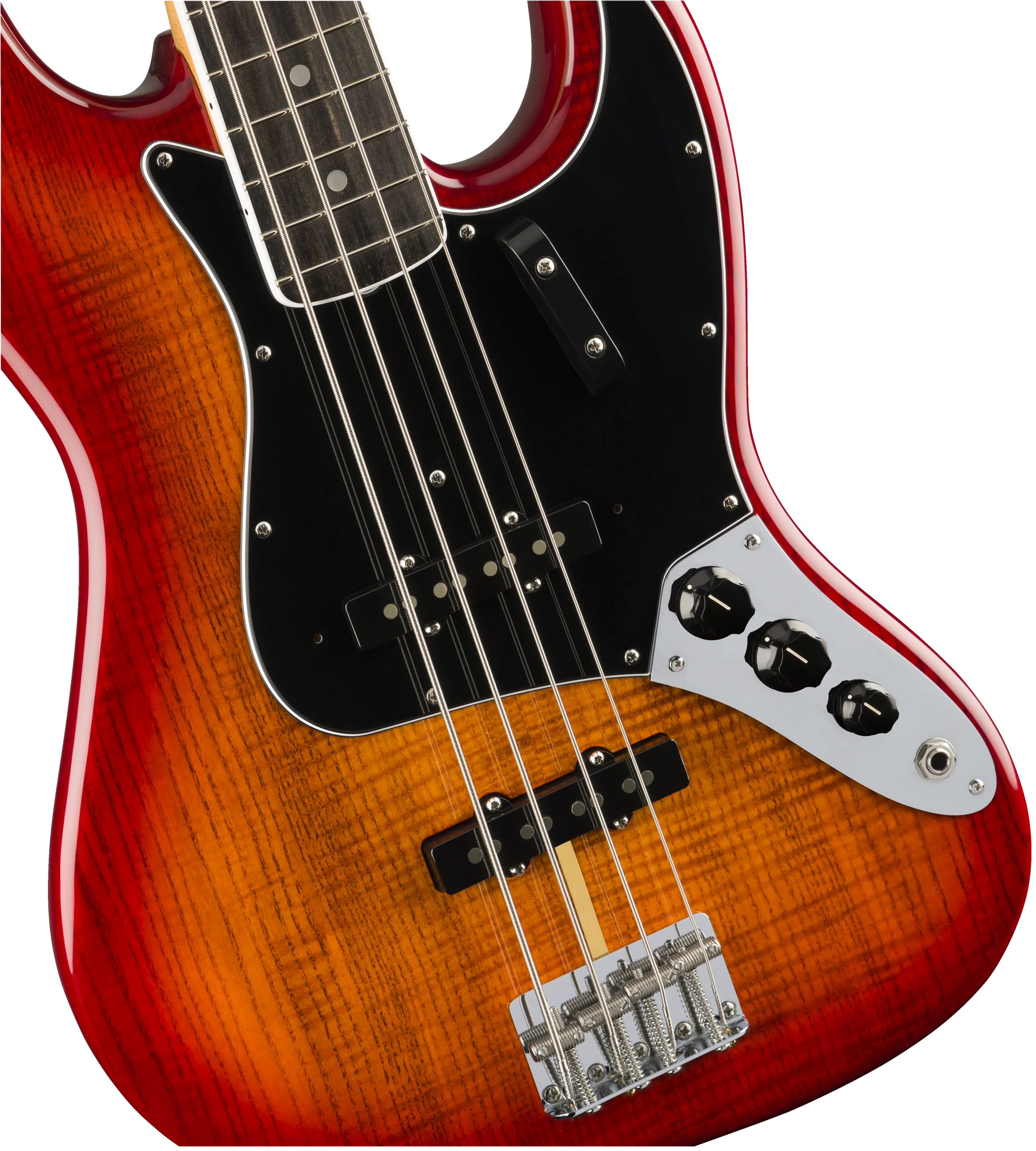 Fender Rarities Flame Ash Top Ebony Fingerboard Jazz Bass - Plasma Red Burst - Image 3