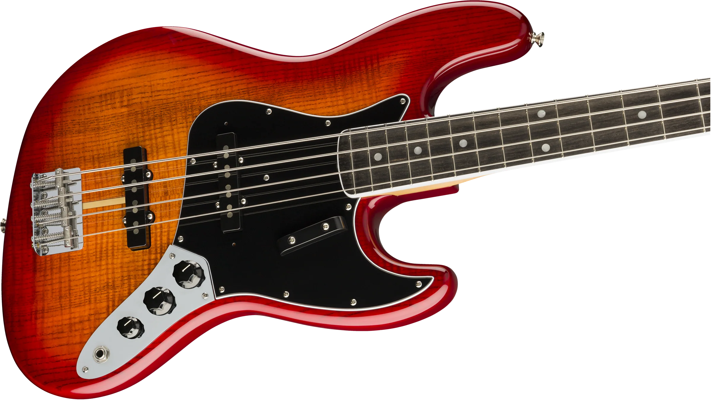 Fender Rarities Flame Ash Top Ebony Fingerboard Jazz Bass - Plasma Red Burst - Image 4