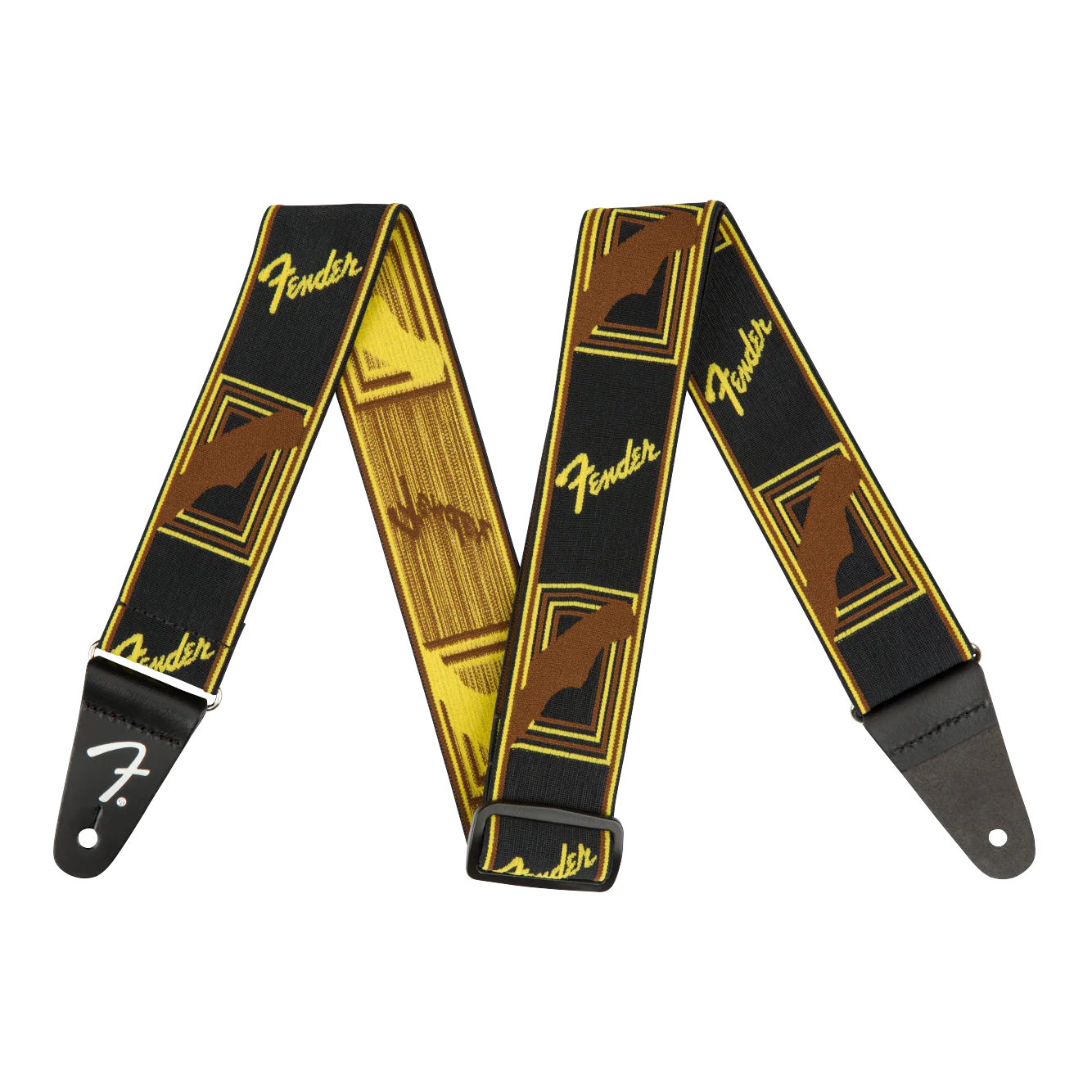 Fender Weighless 2" Mono Strap Black/Yellow/Brown