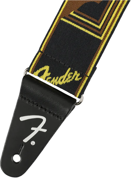 Fender Weighless 2" Mono Strap Black/Yellow/Brown - Image 2