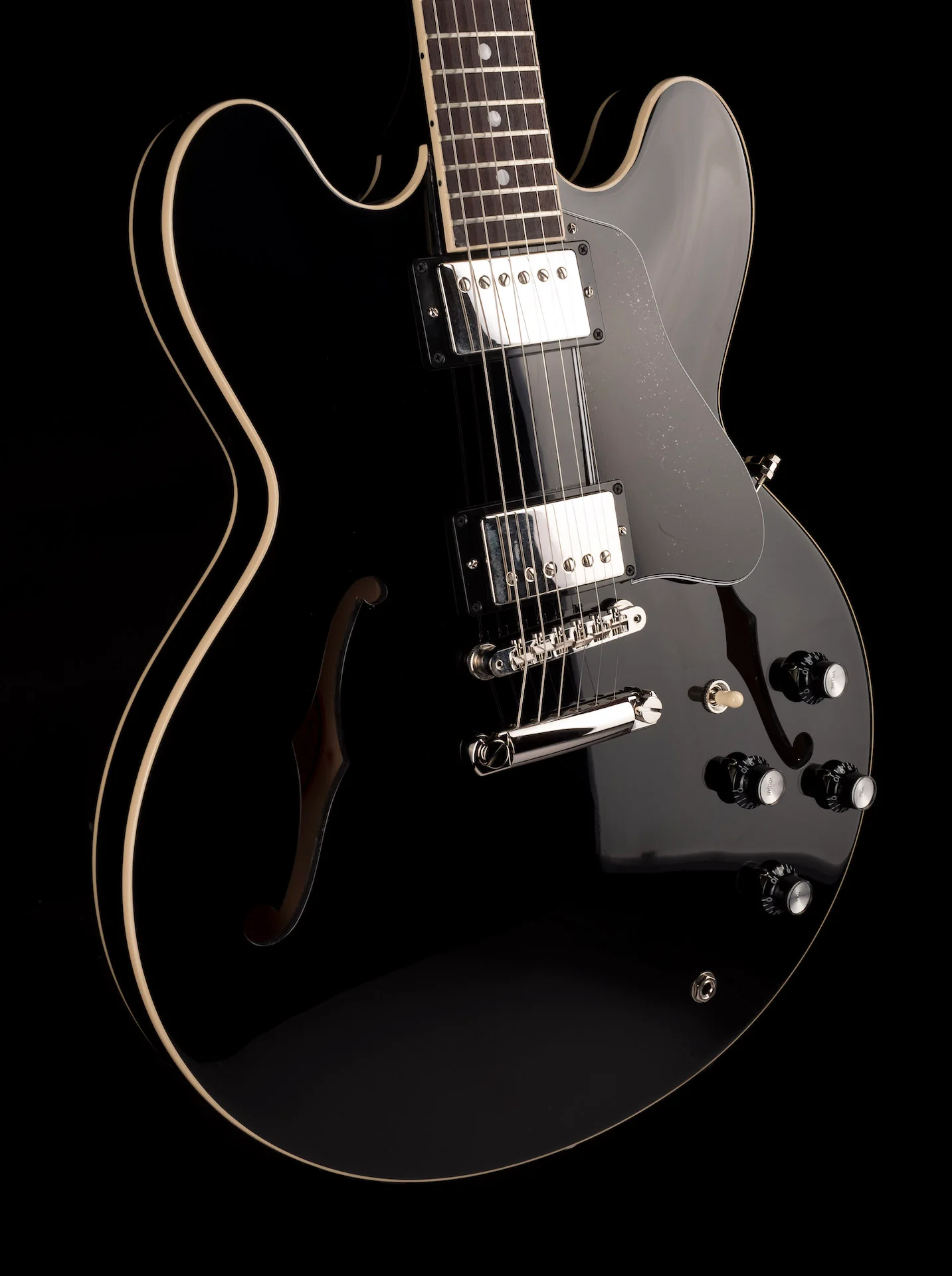 Gibson ES-335 Vintage Ebony Ebony Electric Guitar with Case - Image 6
