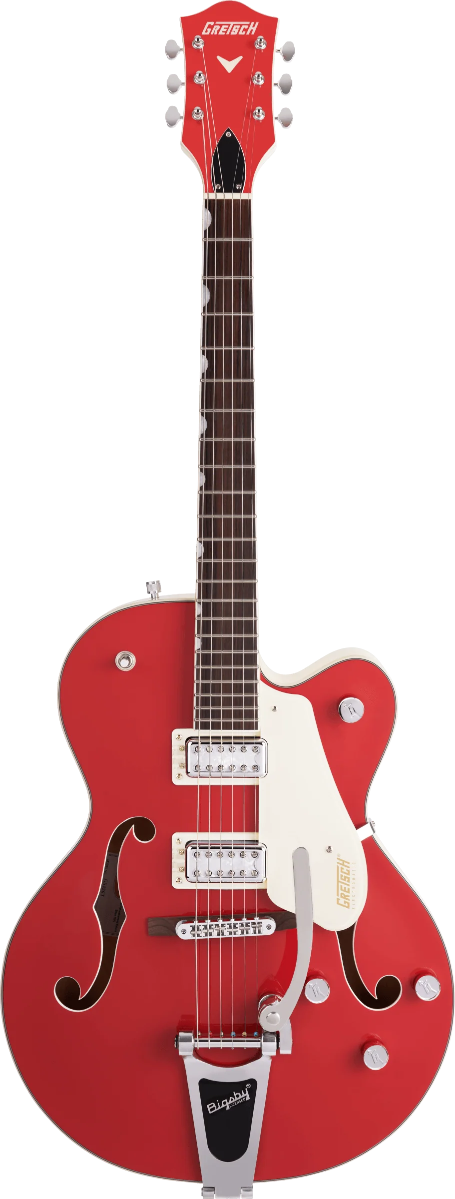 DISC - Gretsch G5410T Limited Edition Electromatic Tri-Five Hollow Body Single-Cut with Bigsby Two-Tone Fiesta Red/Vintage White Electric Guitar - Image 2