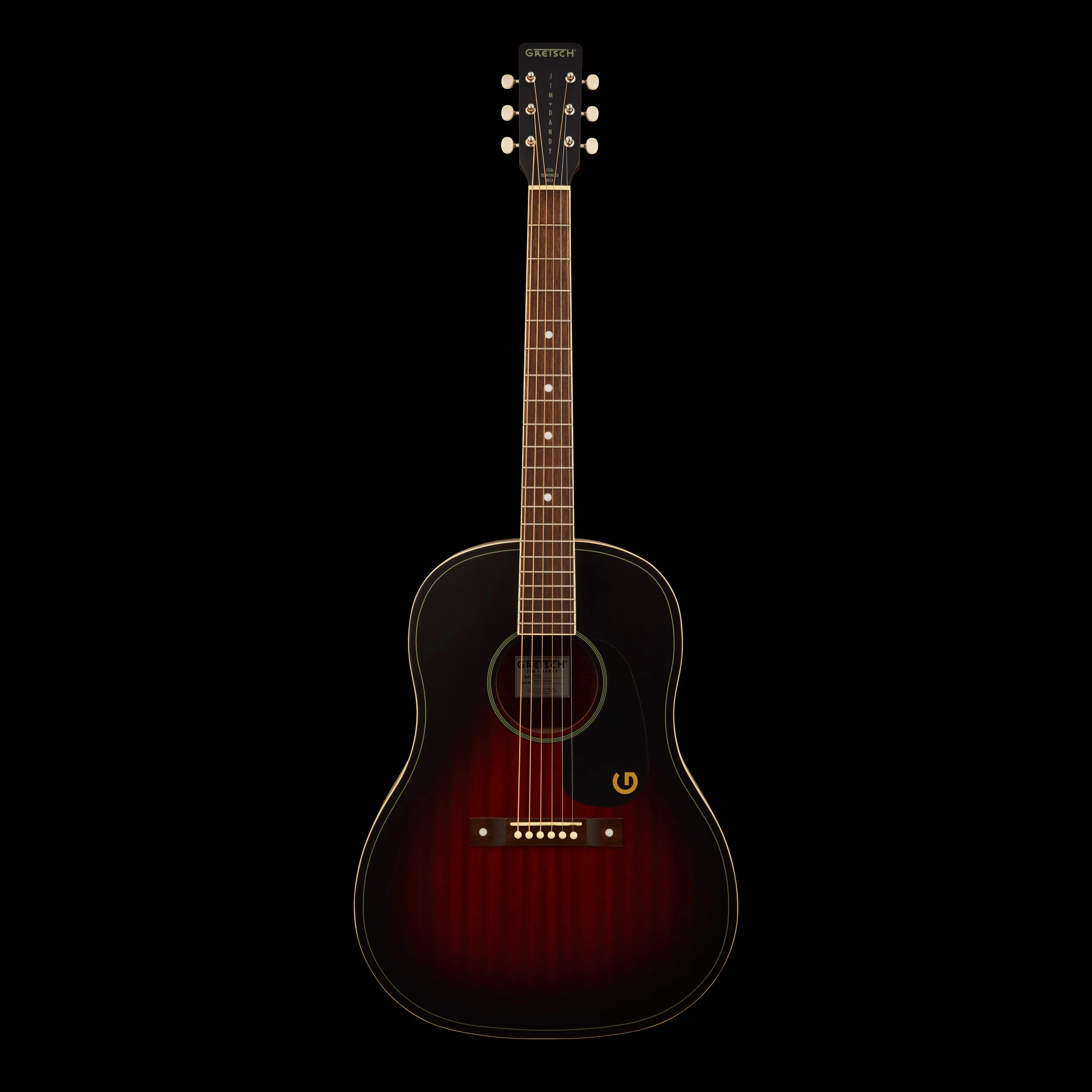 Gretsch Jim Dandy Dreadnought Deep Cherry Burst Acoustic Guitar - Image 3