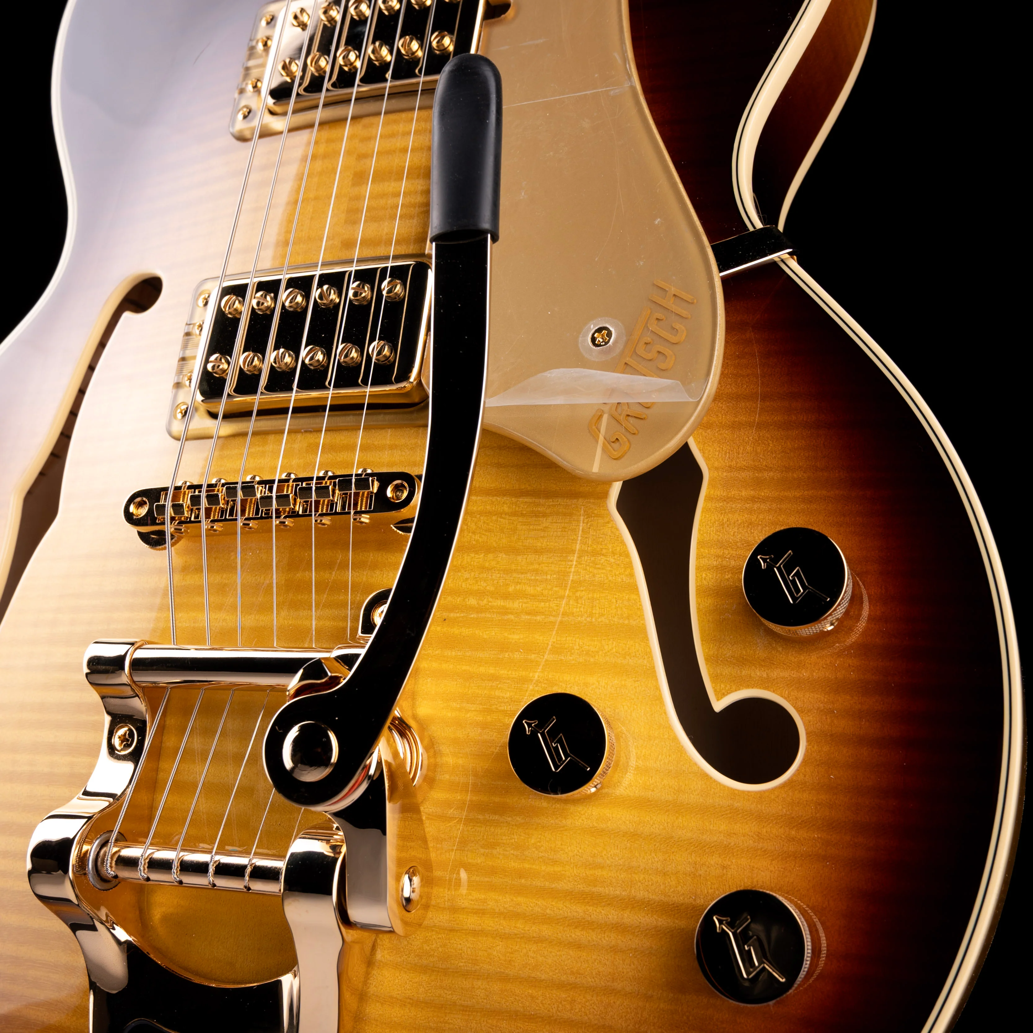 Gretsch Professional Broadkaster Jr. LX Figured Center Block Caramel Dawn with Case - Image 6