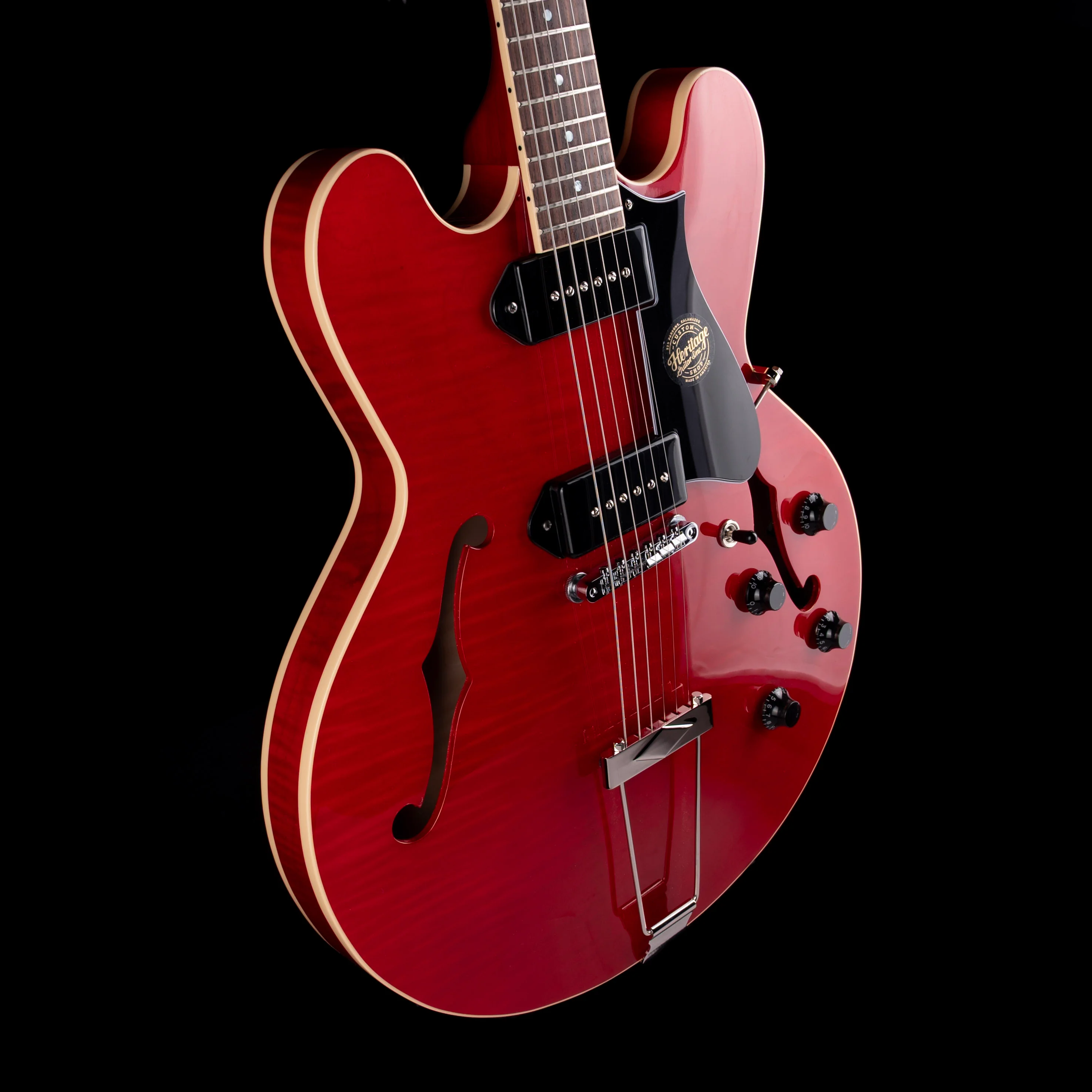 Heritage H-530 Hollow Trans Cherry Electric Guitar with Case - Image 6