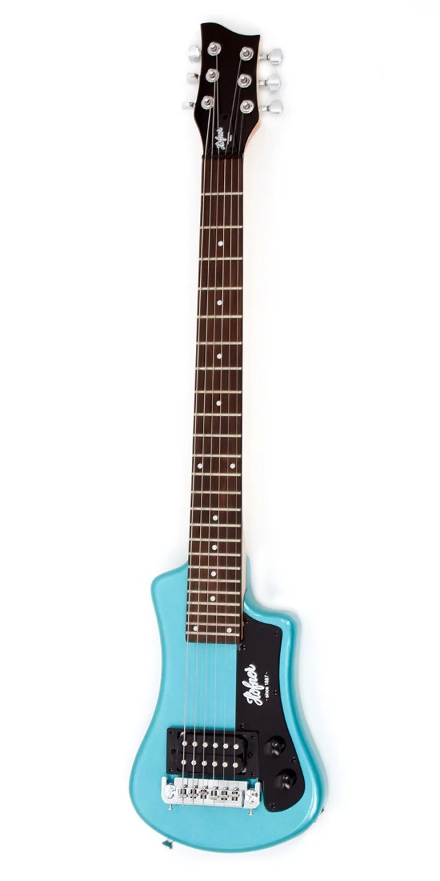 Hofner Shorty Travel Guitar Blue With Gig Bag - Image 2