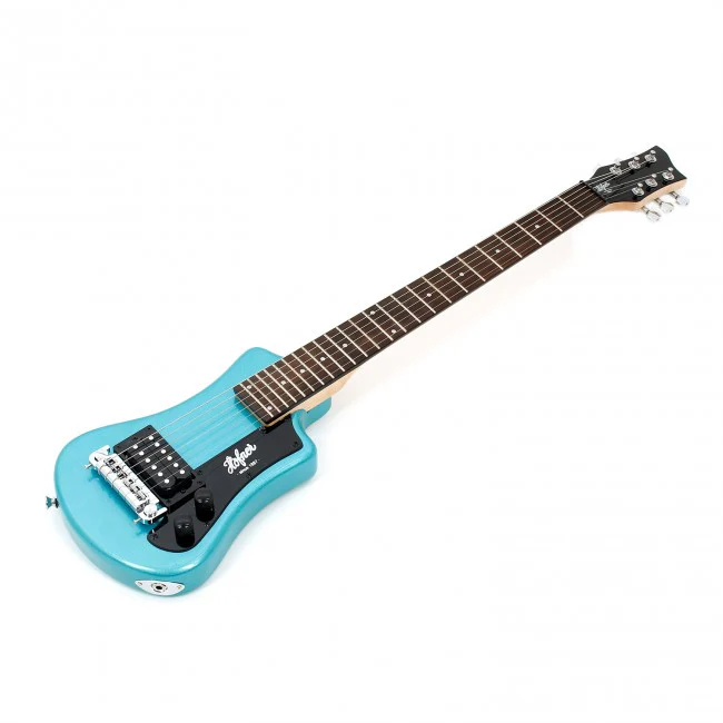 Hofner Shorty Travel Guitar Blue With Gig Bag - Image 3