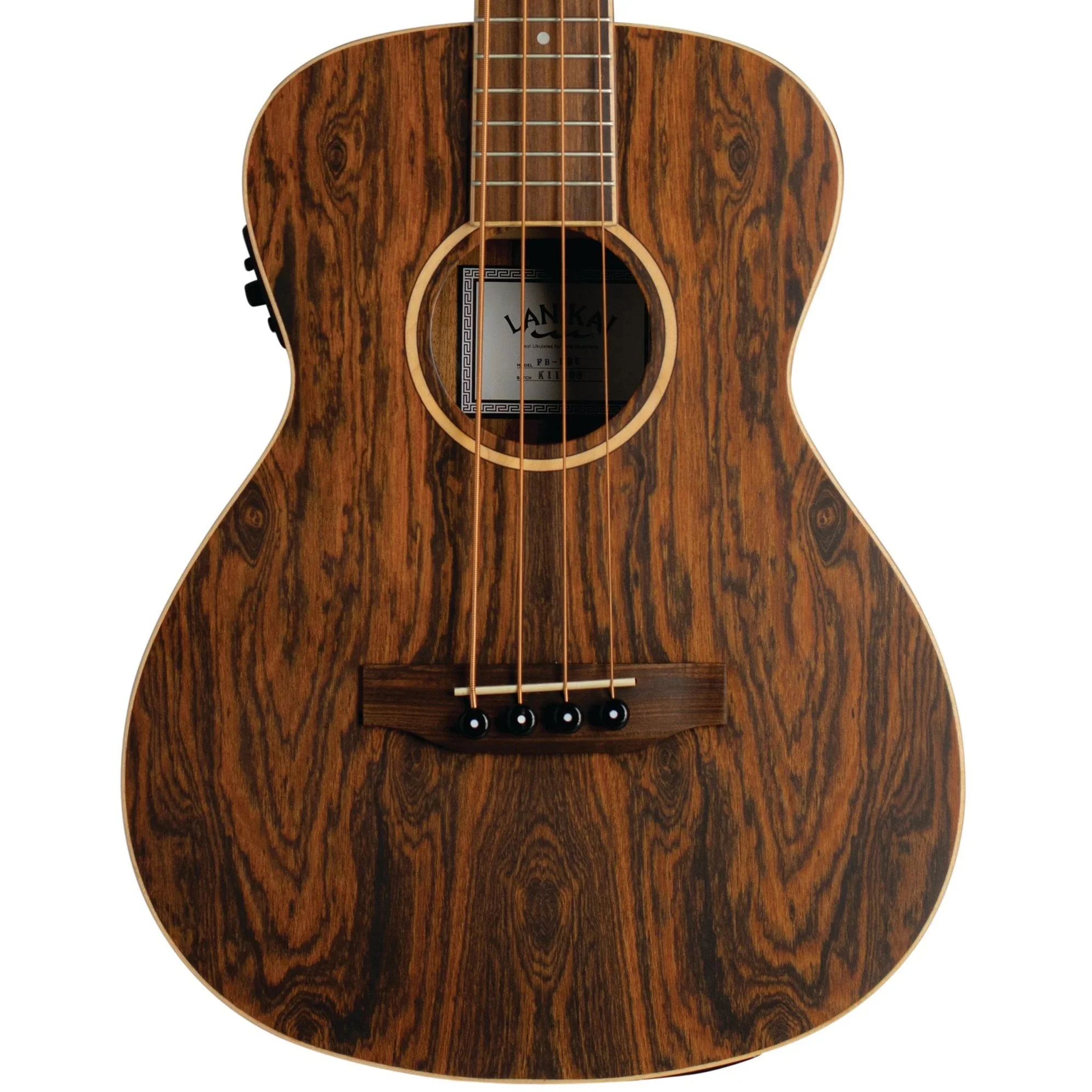Lanikai FB-EBU Figured Bocote Bass Ukulele Electric Natural with Gig Bag - Image 2