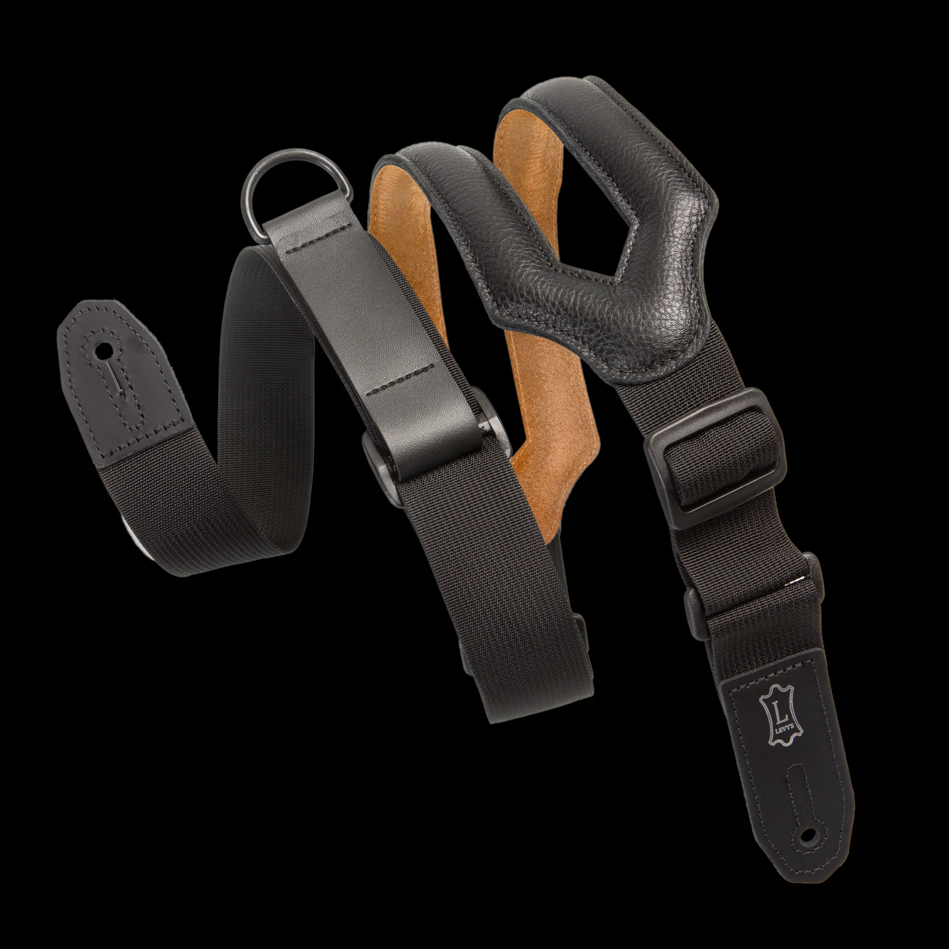 Levy's MRHSS-BLK 3" Wide RipChord Guitar Strap