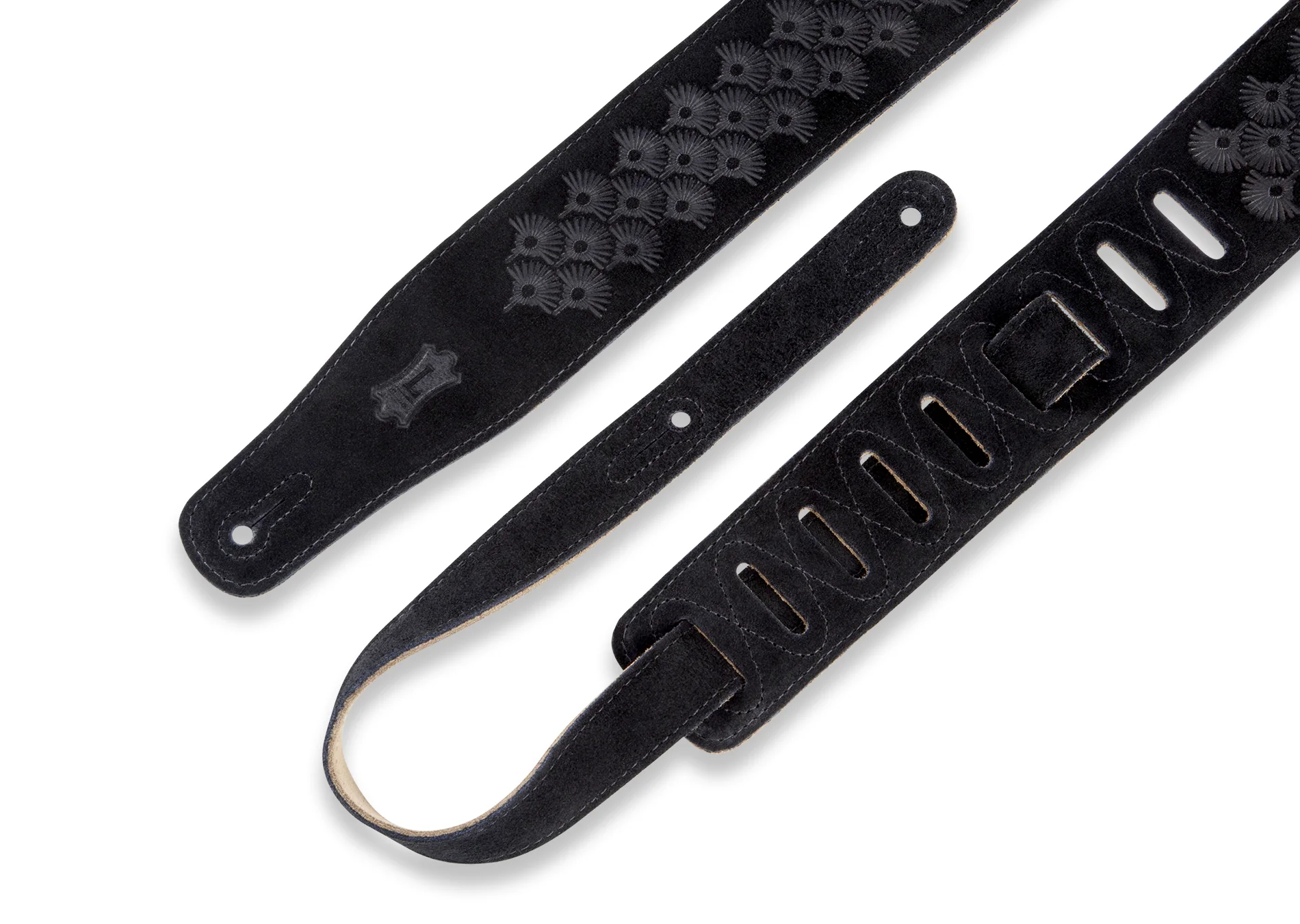 Levy's MS26DE-BLK 2 1/2" Wide Brown Suede Leather Guitar Straps - Image 4