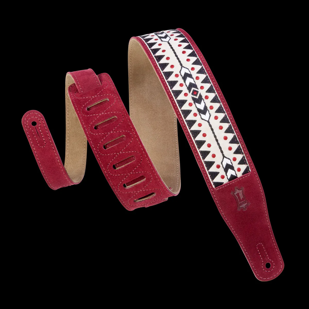 Levy's MSJ26-BRG 2 1/2" Wide Burgundy Suede Leather Guitar Strap